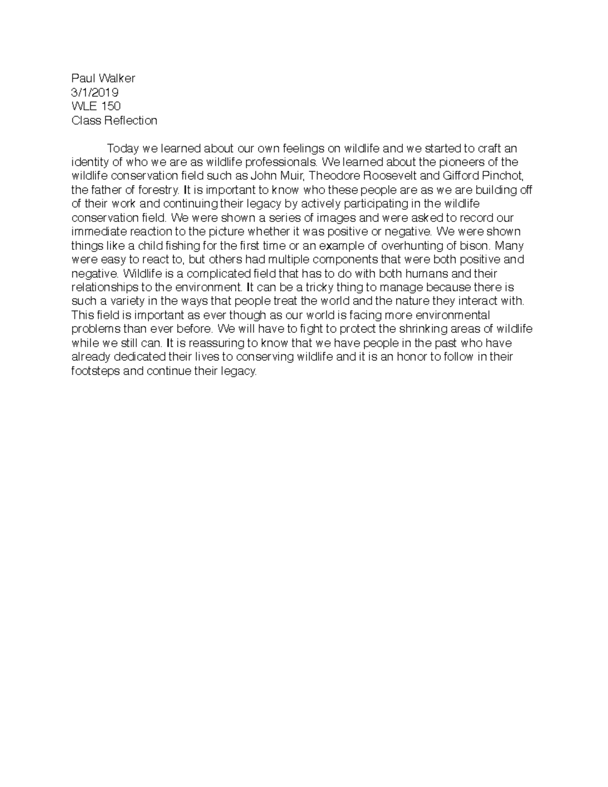 WLE 150 john muir reflection - Paul Walker 3/1/ WLE 150 Class ...