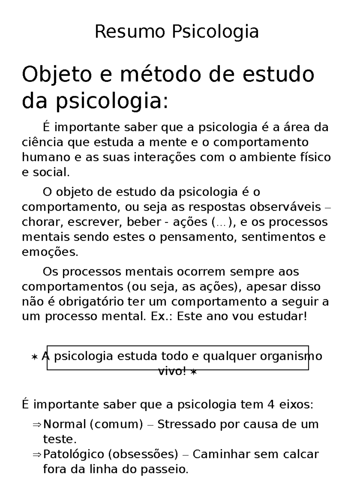 Resumo Psicologia Materia 12 - Resumo Psicologia Objeto E Método De ...