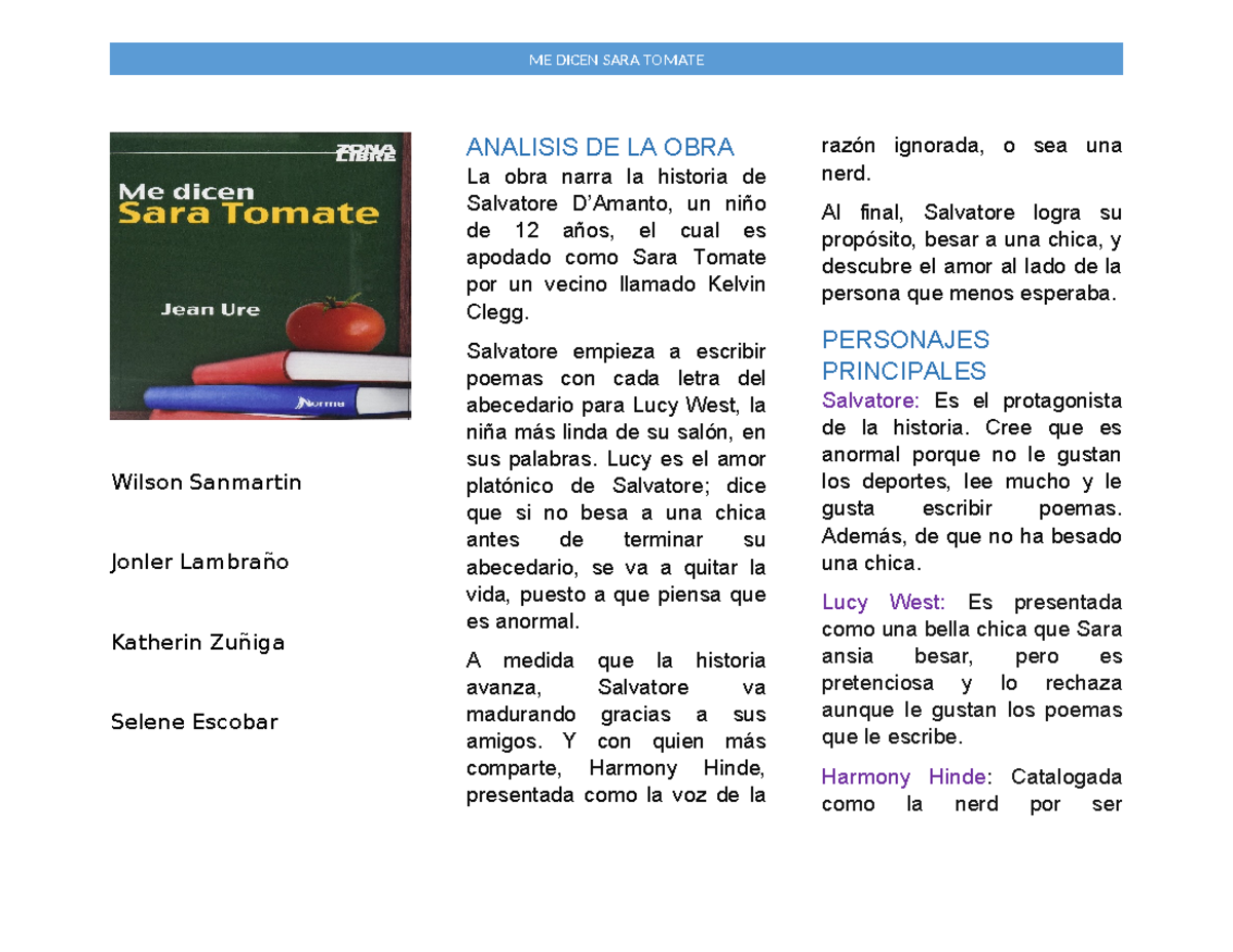 Me dicen sara tomate (2) - Wilson Sanmartin Jonler Lambraño Katherin
