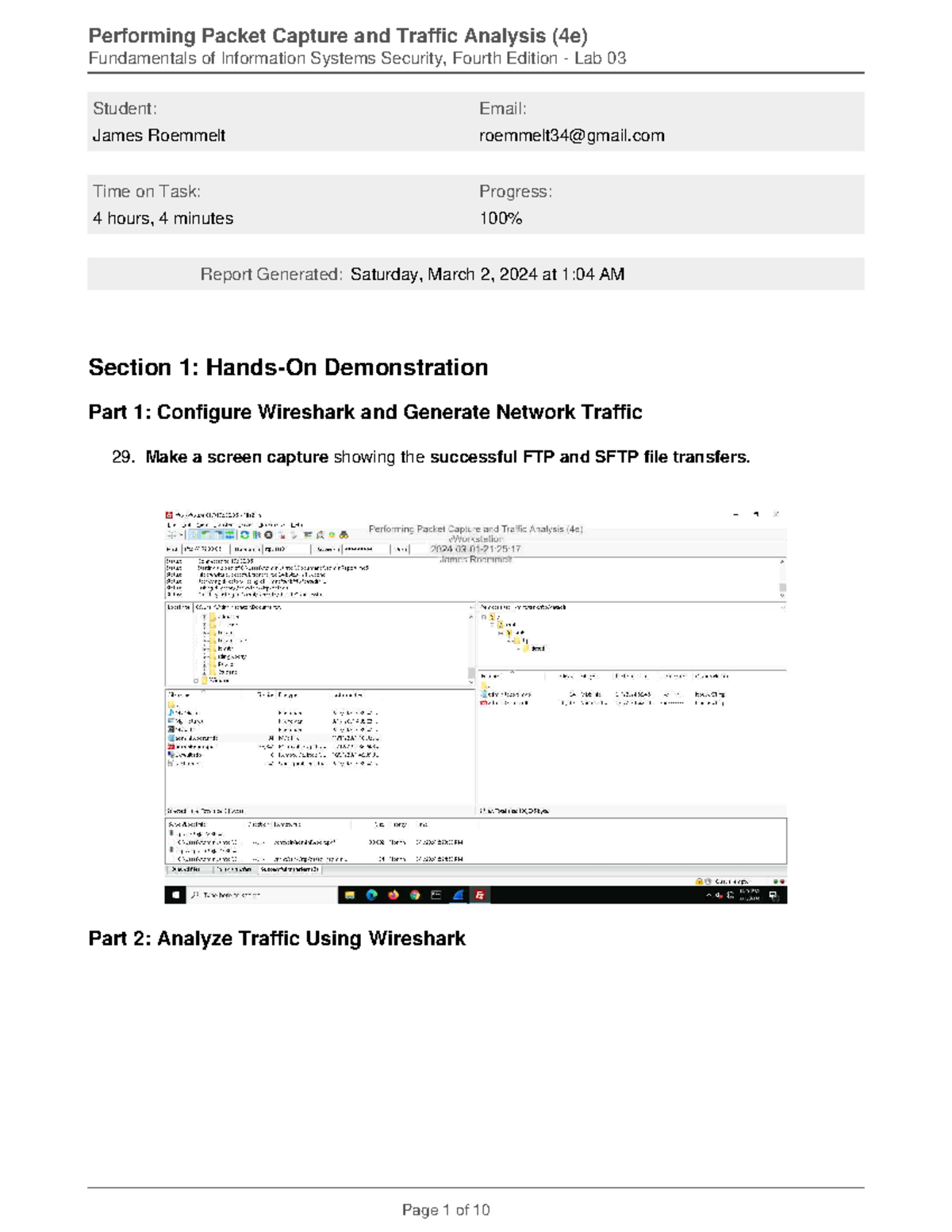 Performing Packet Capture and Traffic Analysis 4e - James Roemmelt ...