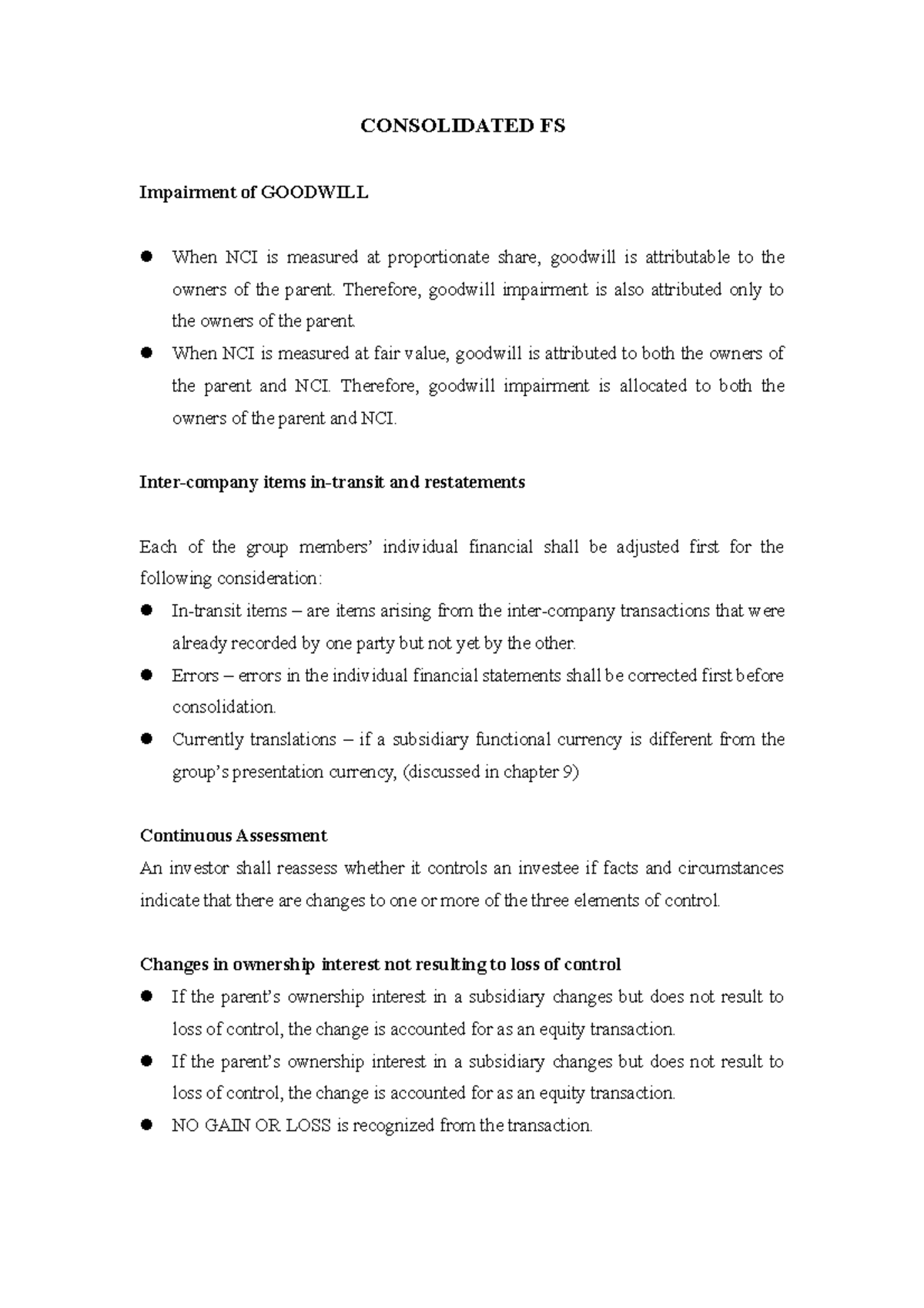 Consolidated Financial Statements - CONSOLIDATED FS Impairment of ...