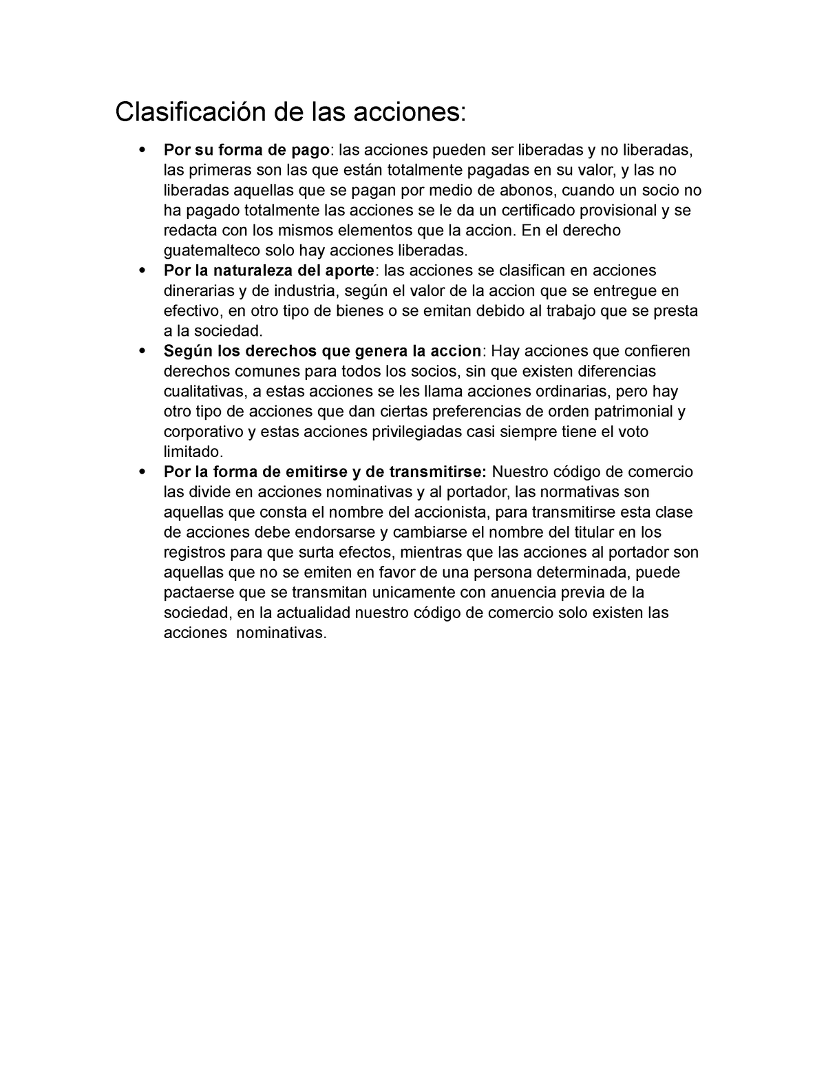 Acciones SA - Clasificación De Las Acciones: Por Su Forma De Pago : Las ...