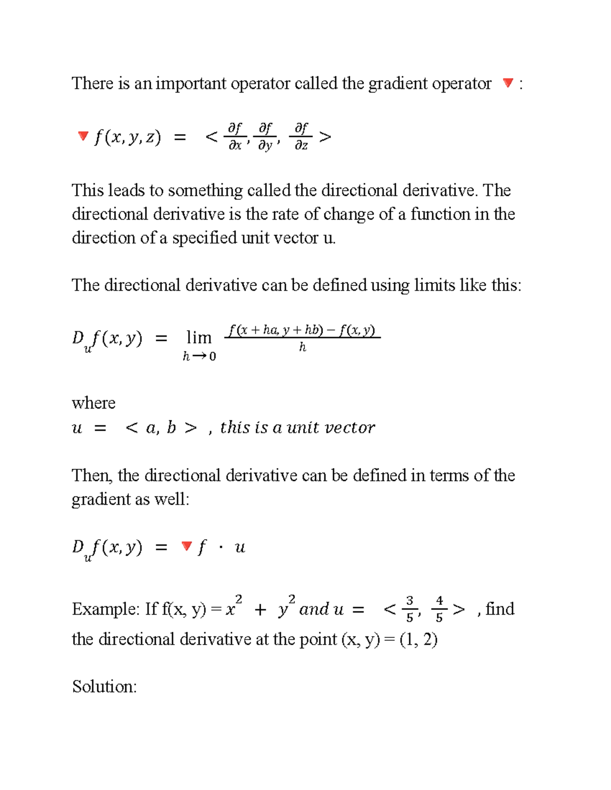 Gradient and Directional Derivative - There is an important operator ...