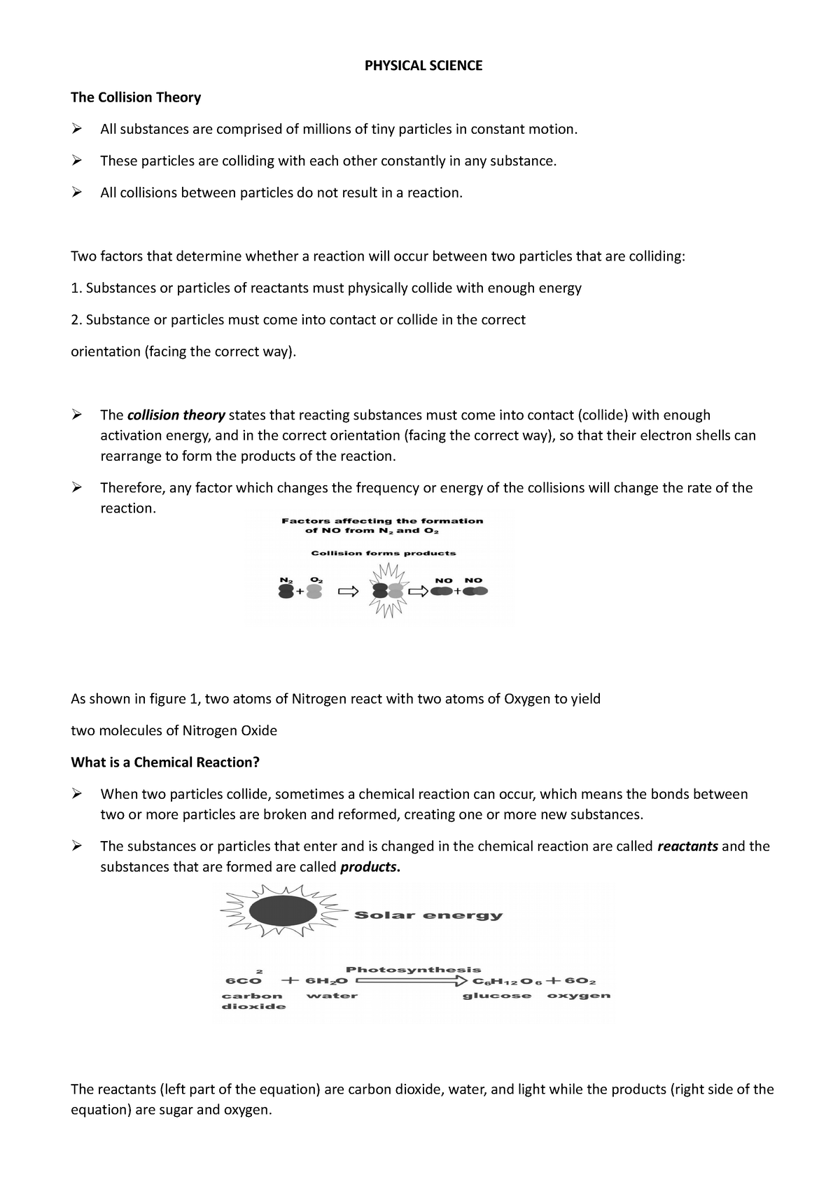 The Collision Theory - Lecture Notes - PHYSICAL SCIENCE The Collision ...