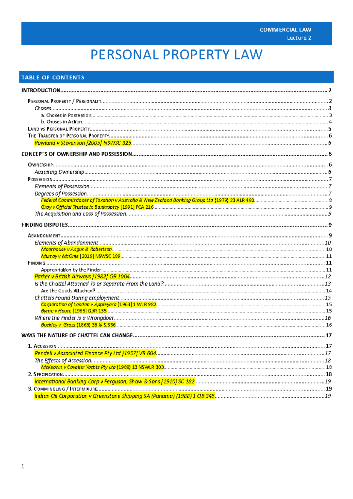 Commercial Law Lecture 2 Personal Property Law Studocu