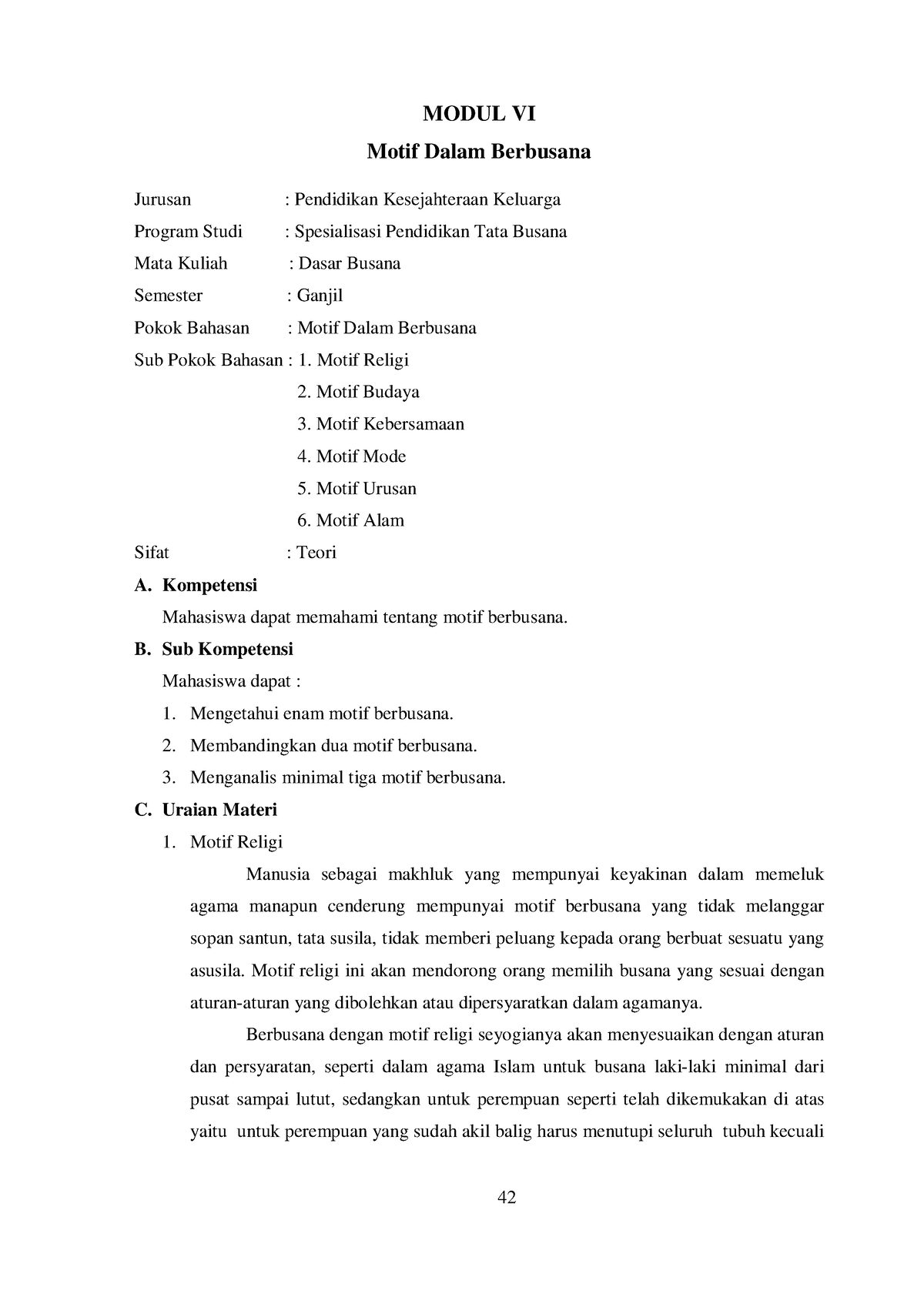 Materi Dasar Busana Modul 43 - MODUL VI Motif Dalam Berbusana Jurusan ...