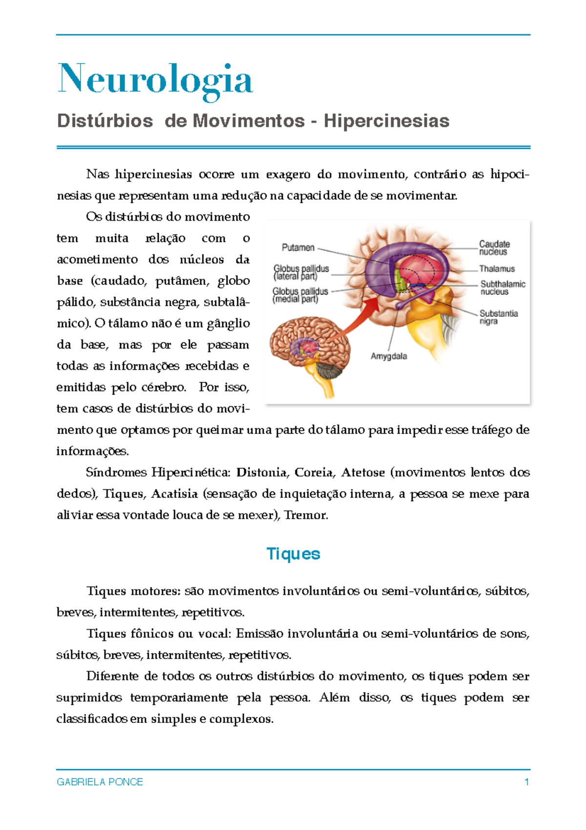 Neurologia - Hipercinesia e Distonia - Neurologia Distúrbios de ...