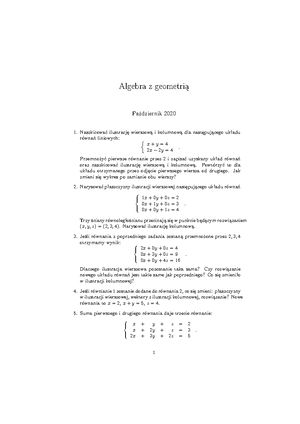 Laex6 PL - Algebra z geometrią - Algebra z geometrią Listopad 2020 ...