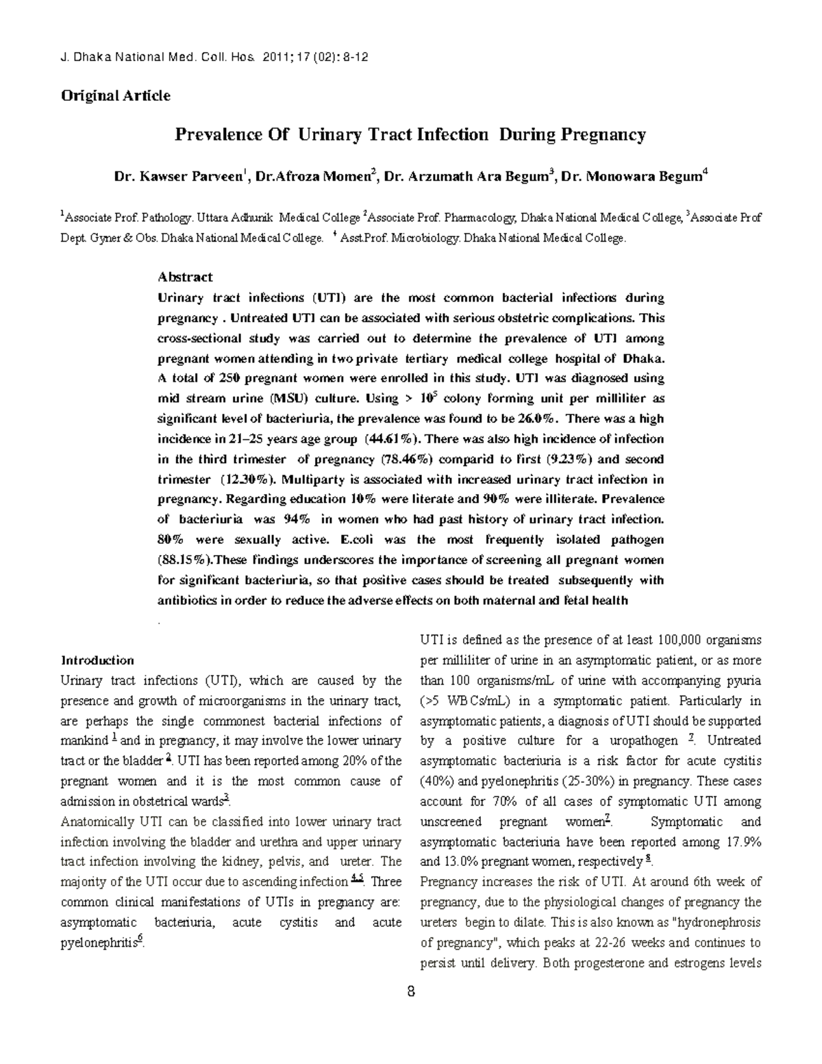 UTI PREG - this is for learning - Original Article Prevalence Of ...