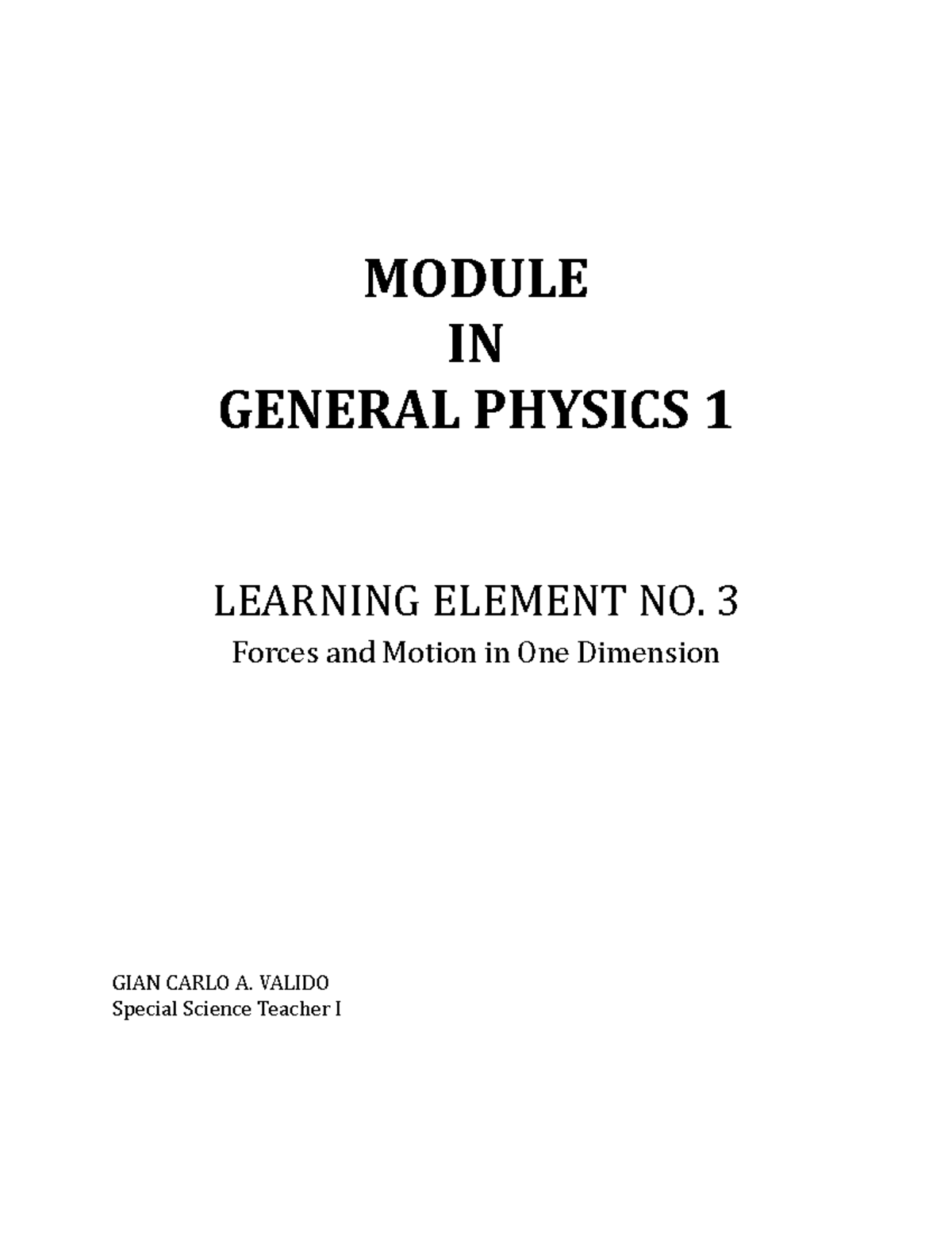 Genphysics 1 W3 - Week 3 Lesson in PHysics - MODULE IN GENERAL PHYSICS ...