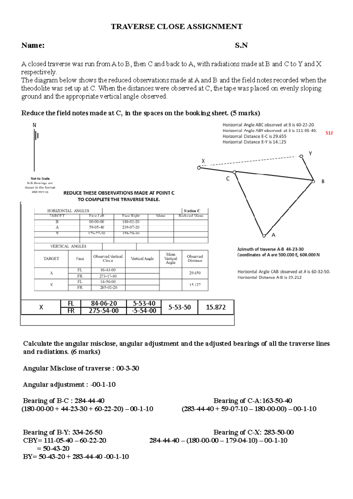 Trav Assgn DATA 5 - traverse assignment - TRAVERSE CLOSE ASSIGNMENT ...
