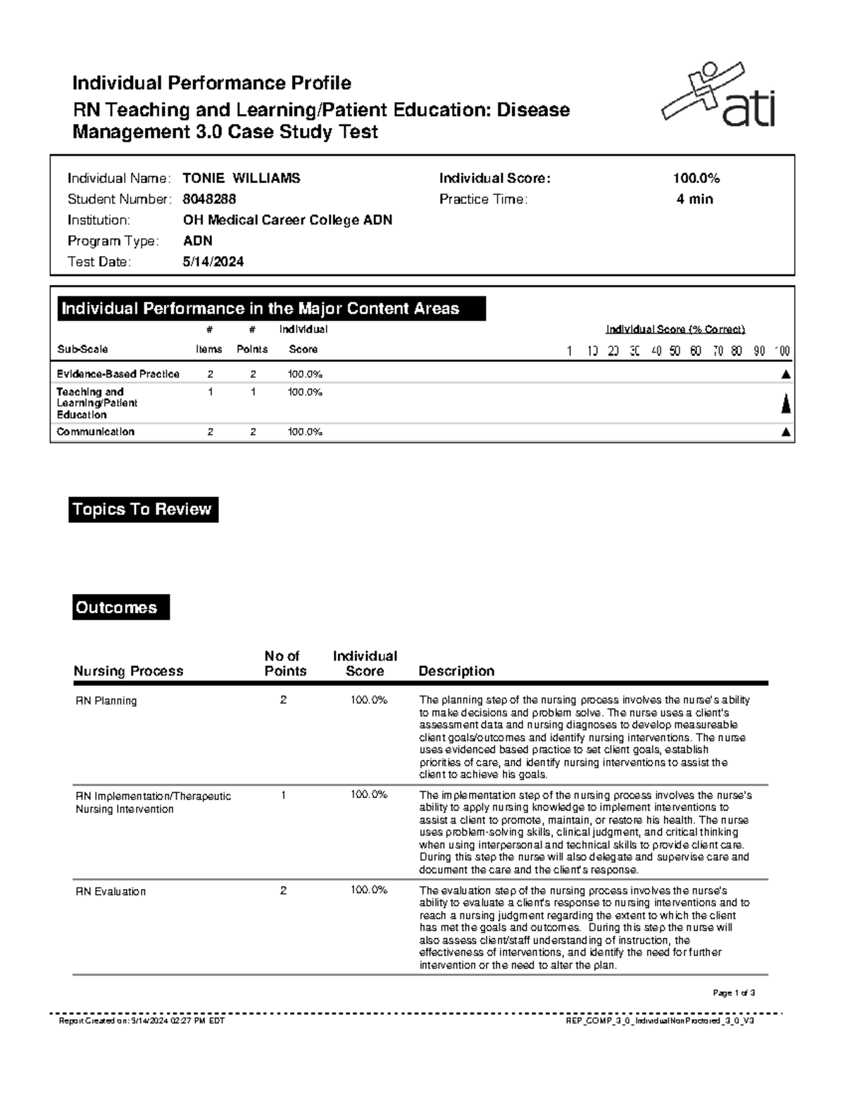Report (18)teaching and learning - Individual Performance Profile RN ...