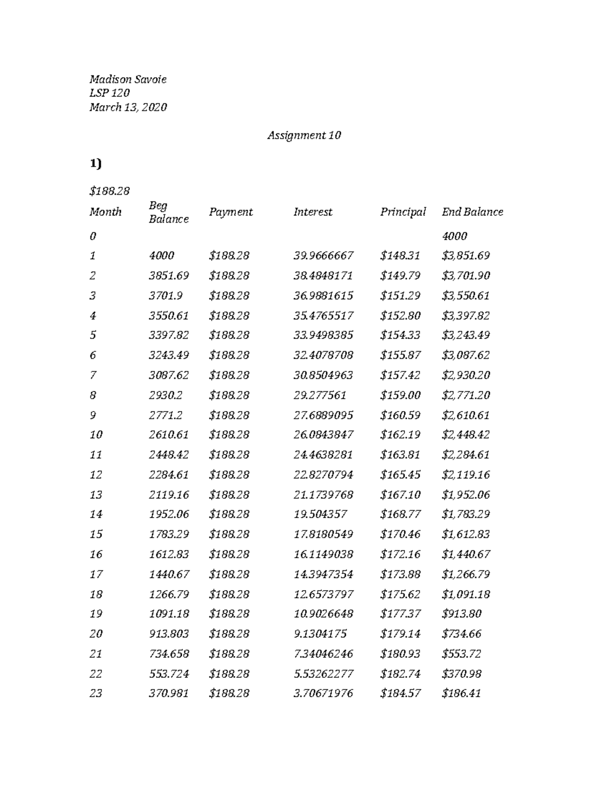 Assignment 10 - Madison Savoie LSP 120 March 13, 2020 Assignment 10 1 ...