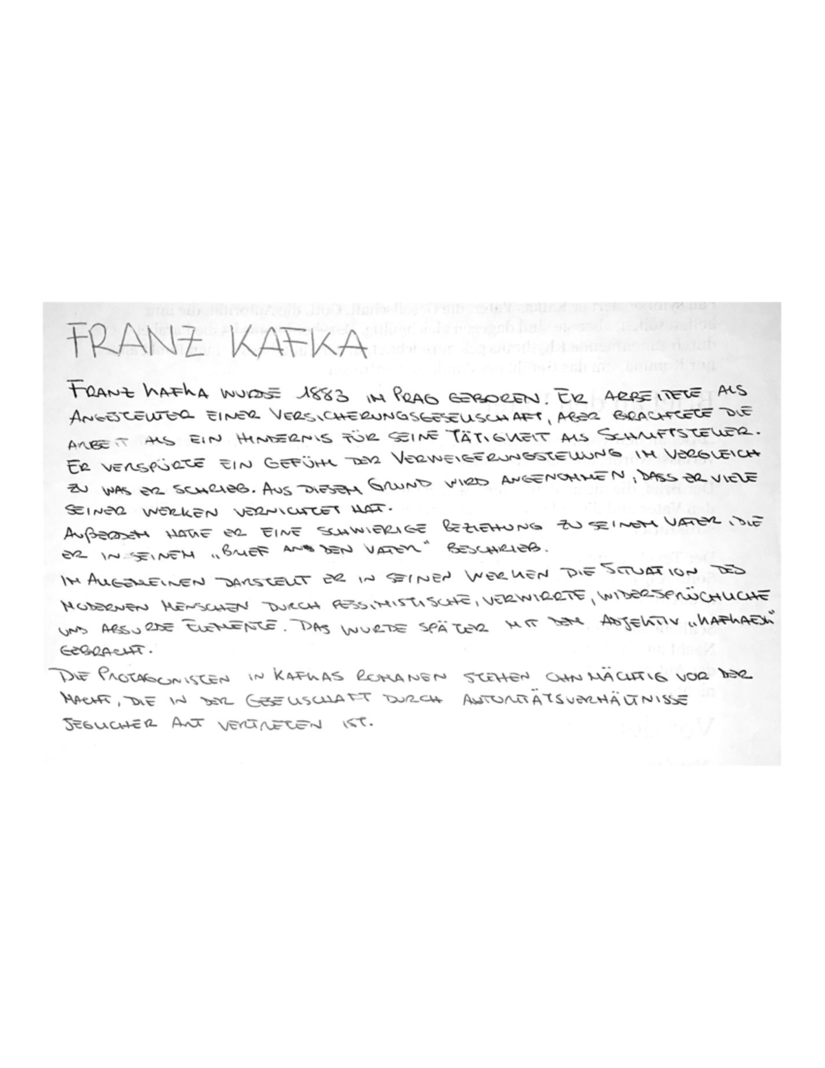 Gibs Auf Von Franz Kafka Kafka - Vita e opere: Gibs auf!, Brief an der Vater, Vor dem Gesetz