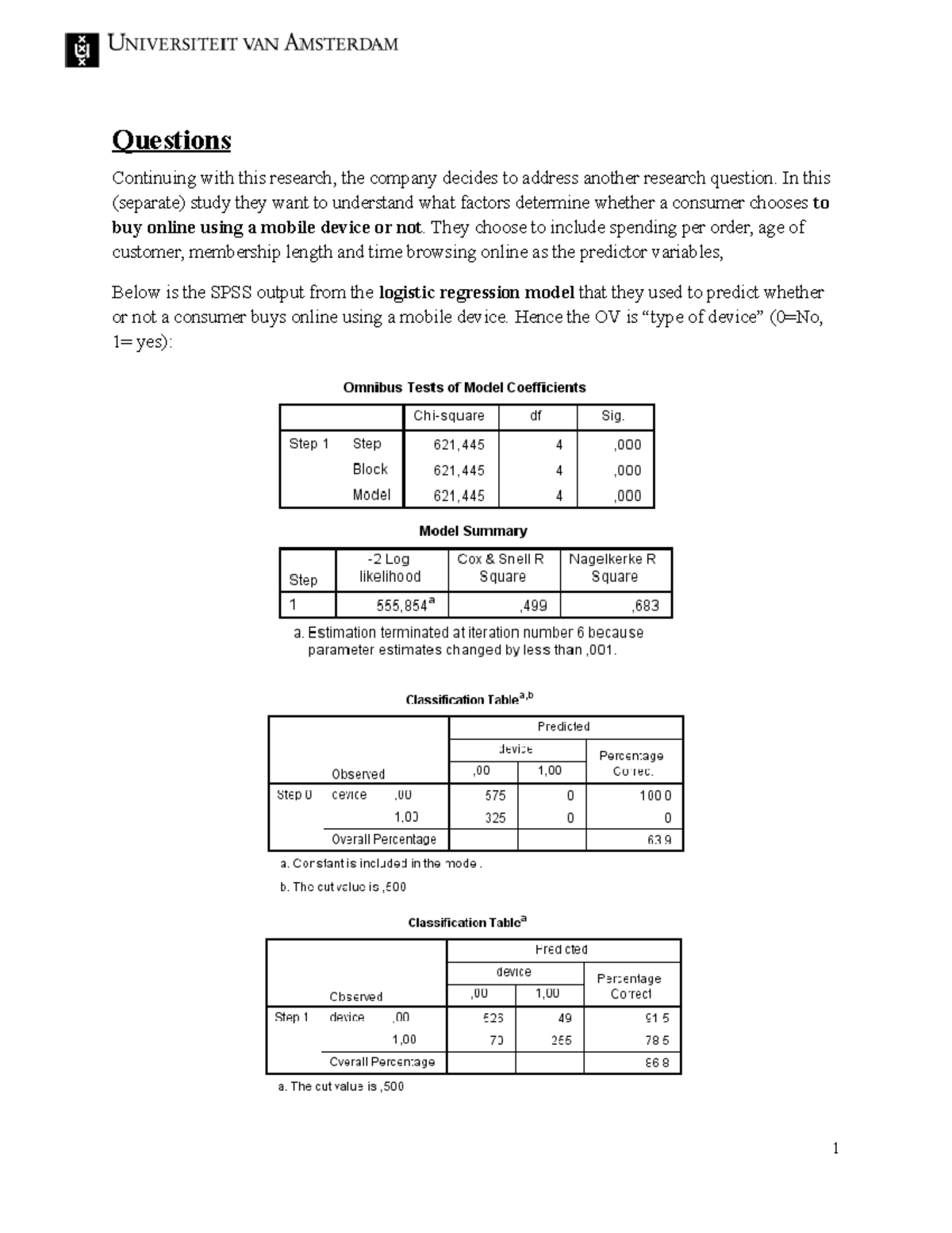 logistic regression analysis research questions