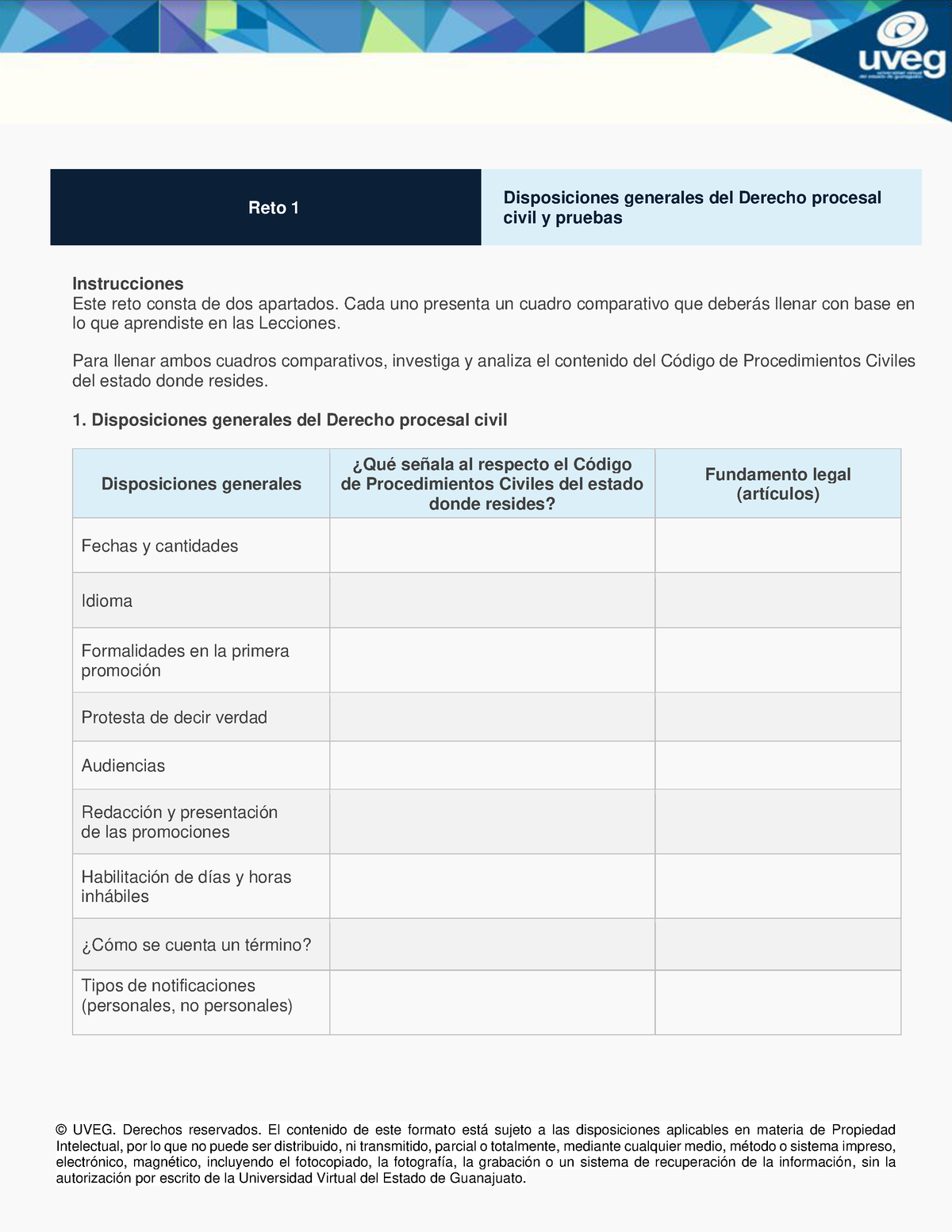 Dpci U R Reto De Derecho Procesal Civil I V Solo Son Las Instrucciones No Esta Resueto