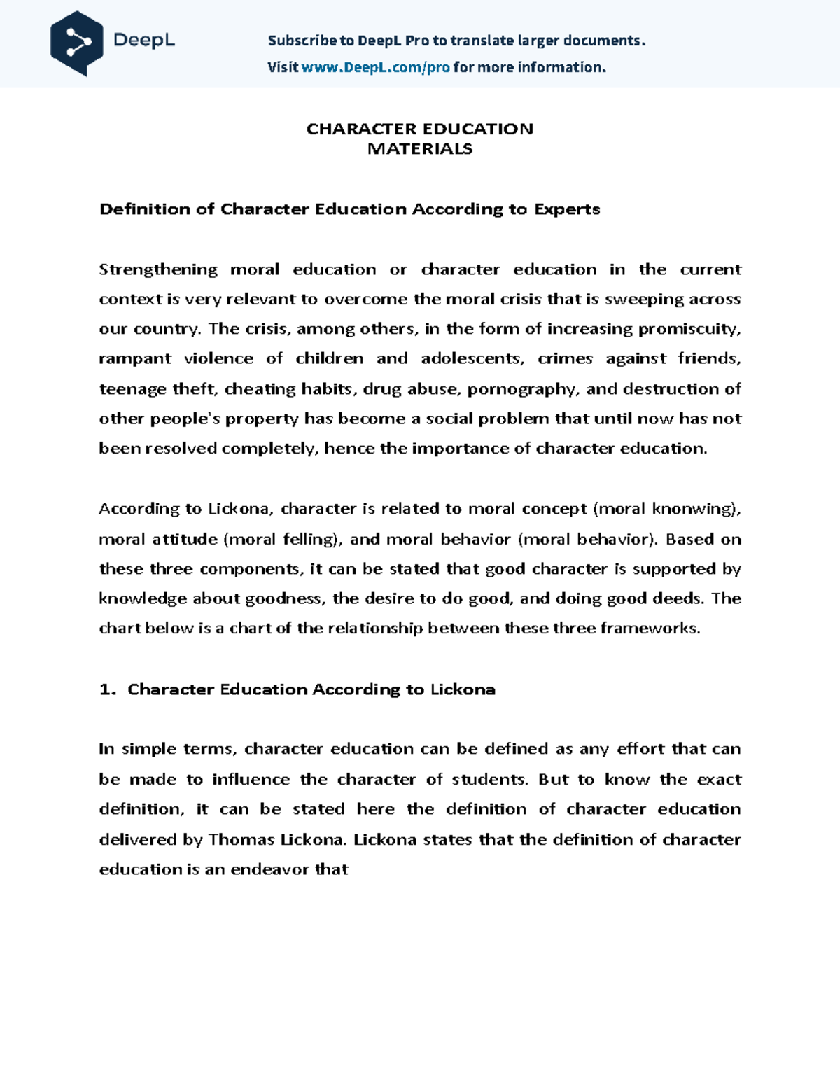 Character Education Material enUS CHARACTER EDUCATION MATERIALS