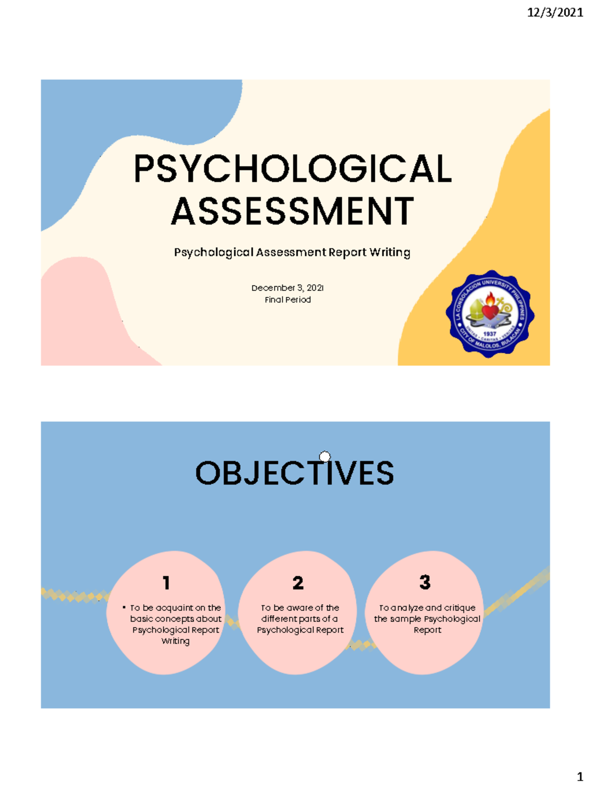 How to Write Psychological Assessment Report PSYCHOLOGICAL ASSESSMENT