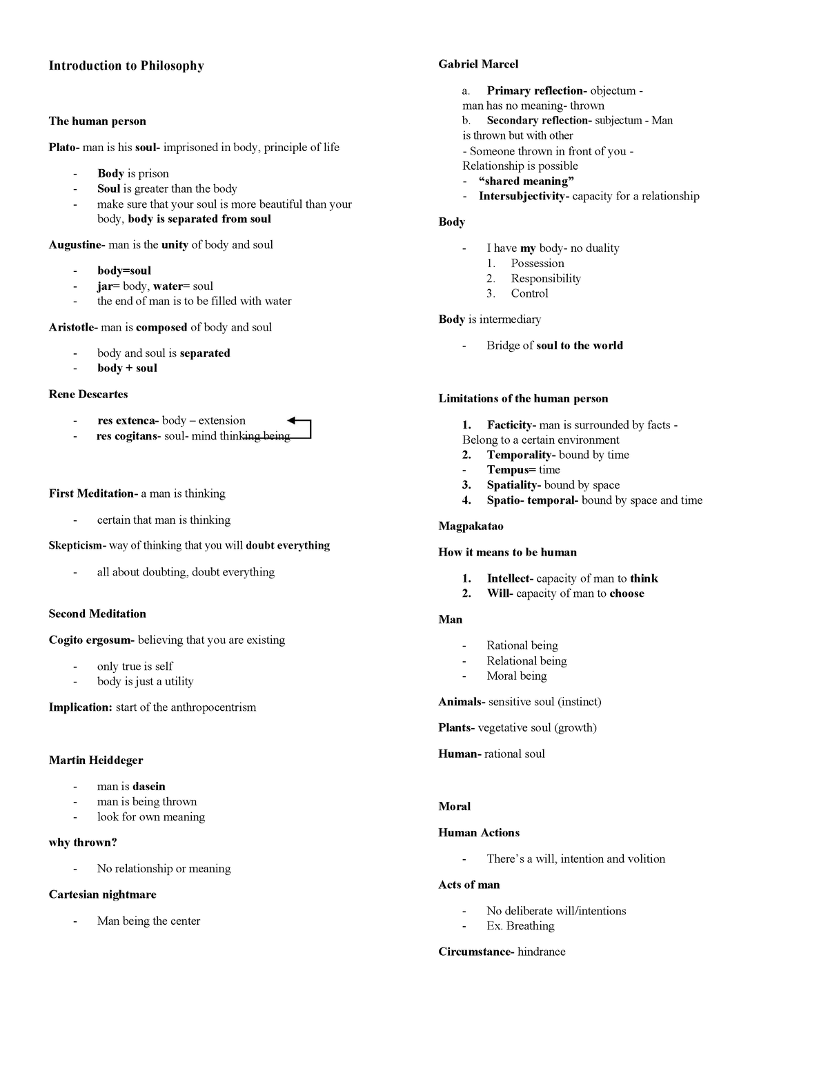 Introduction to Philosophy The human person - Introduction to ...