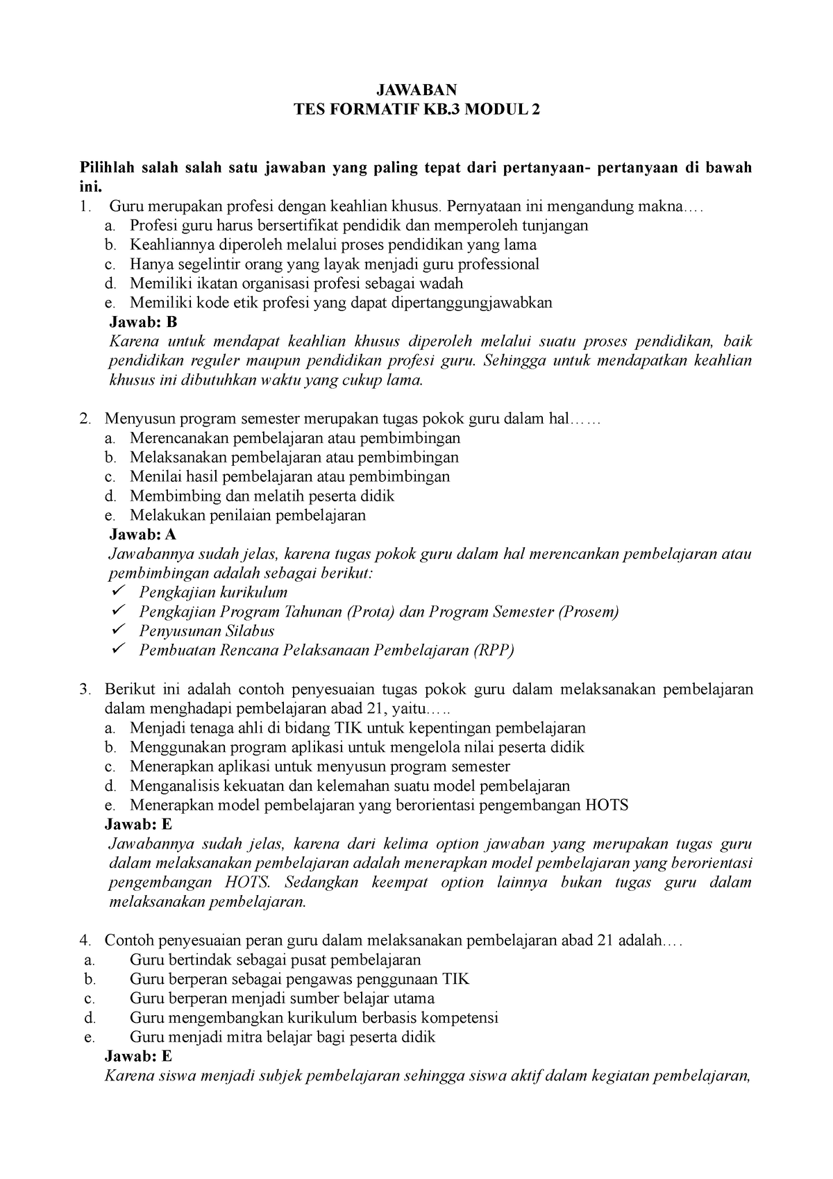 Formatif KB 3 Modul 2 Pedagogi - JAWABAN TES FORMATIF KB MODUL 2 ...