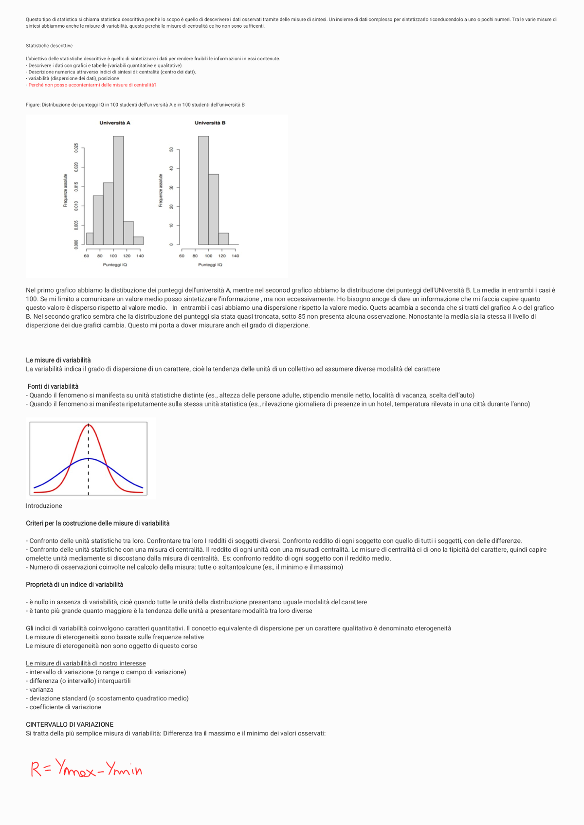 Statistica Modulo B Lezione 1 Prof Vacci Silvia - Scienze Della ...