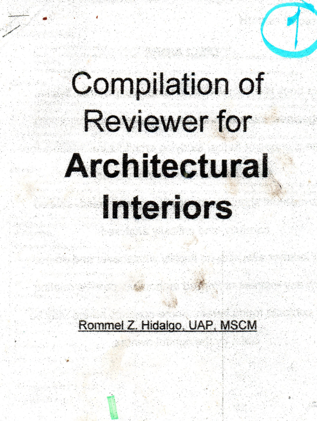 Architectural Interiors 1_Lecture Notes_2022 - Architecture - Studocu