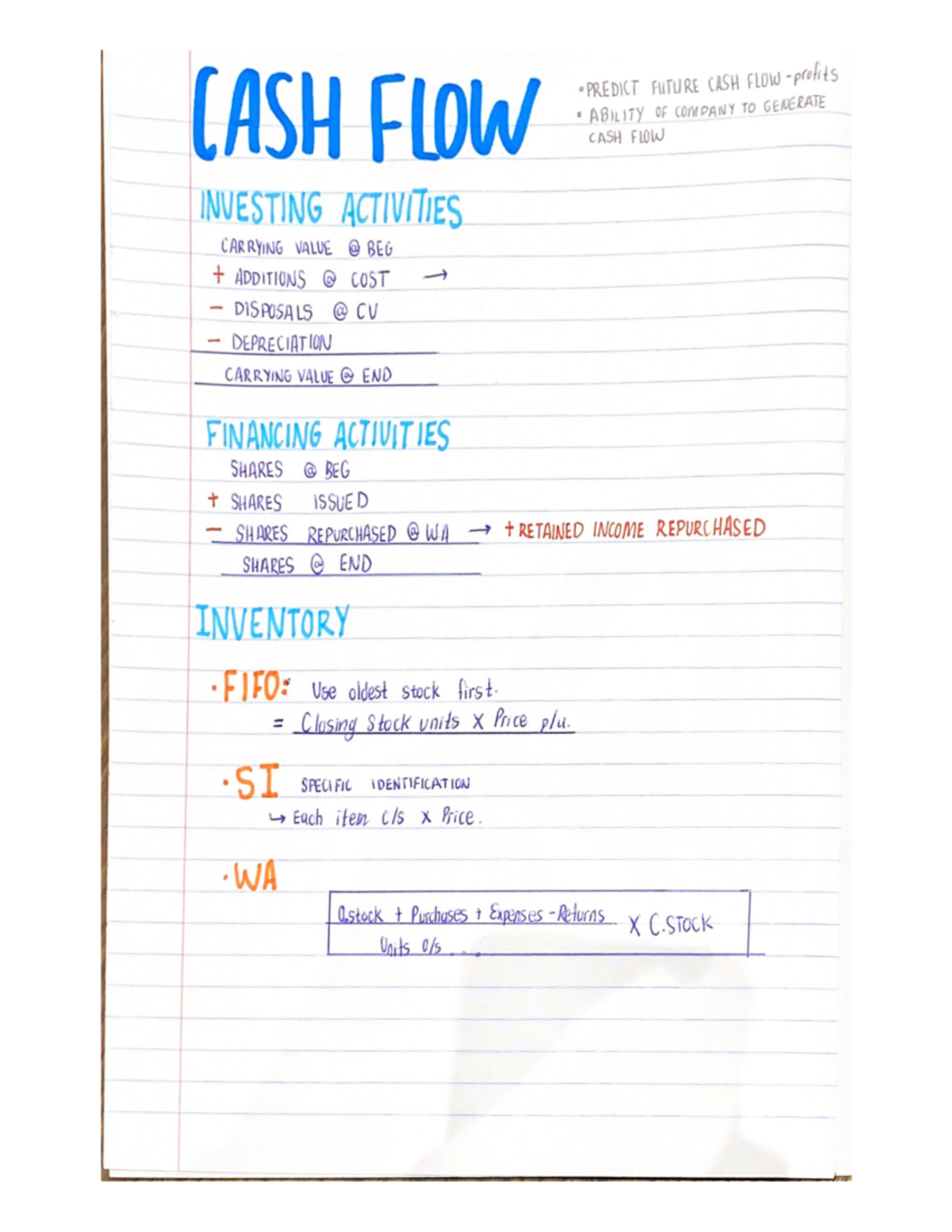 Paper ONE - notes - CASH FLOW PREDICT FUTURE CASH ABILITY OF COMPANY TO ...