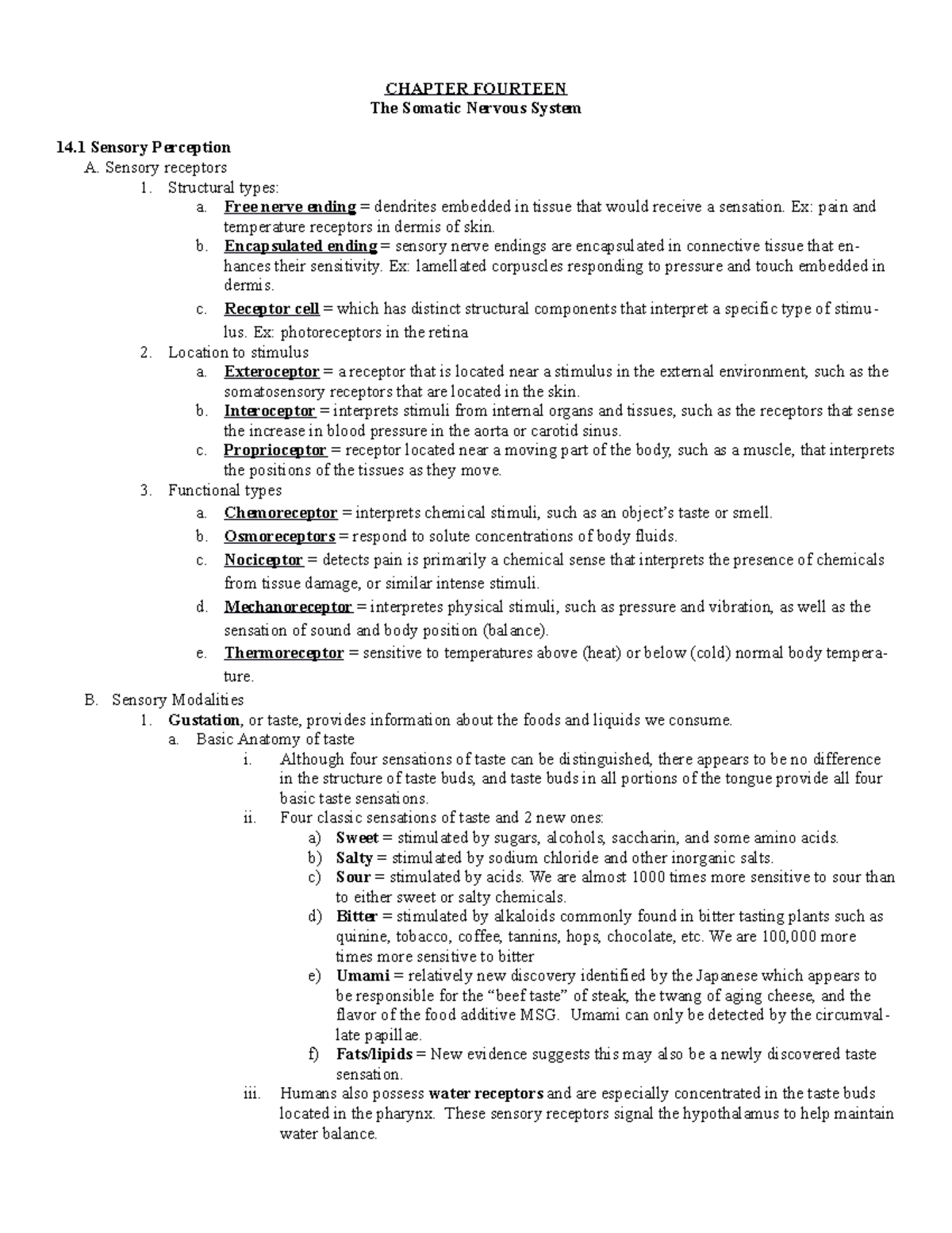 Chapter 14 Outline - anatomy - CHAPTER FOURTEEN The Somatic Nervous ...