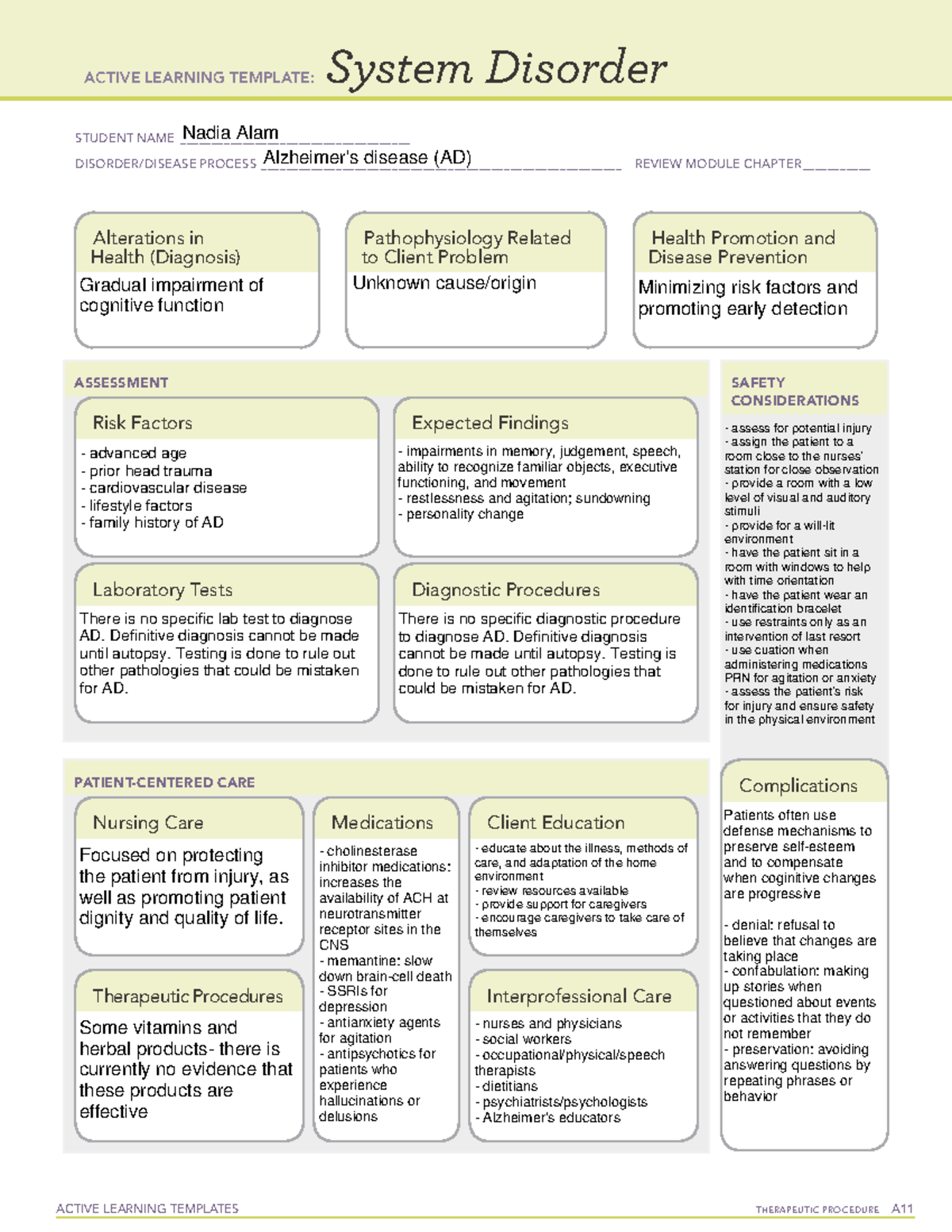 Alzheimer's active learning template - ACTIVE LEARNING TEMPLATES ...