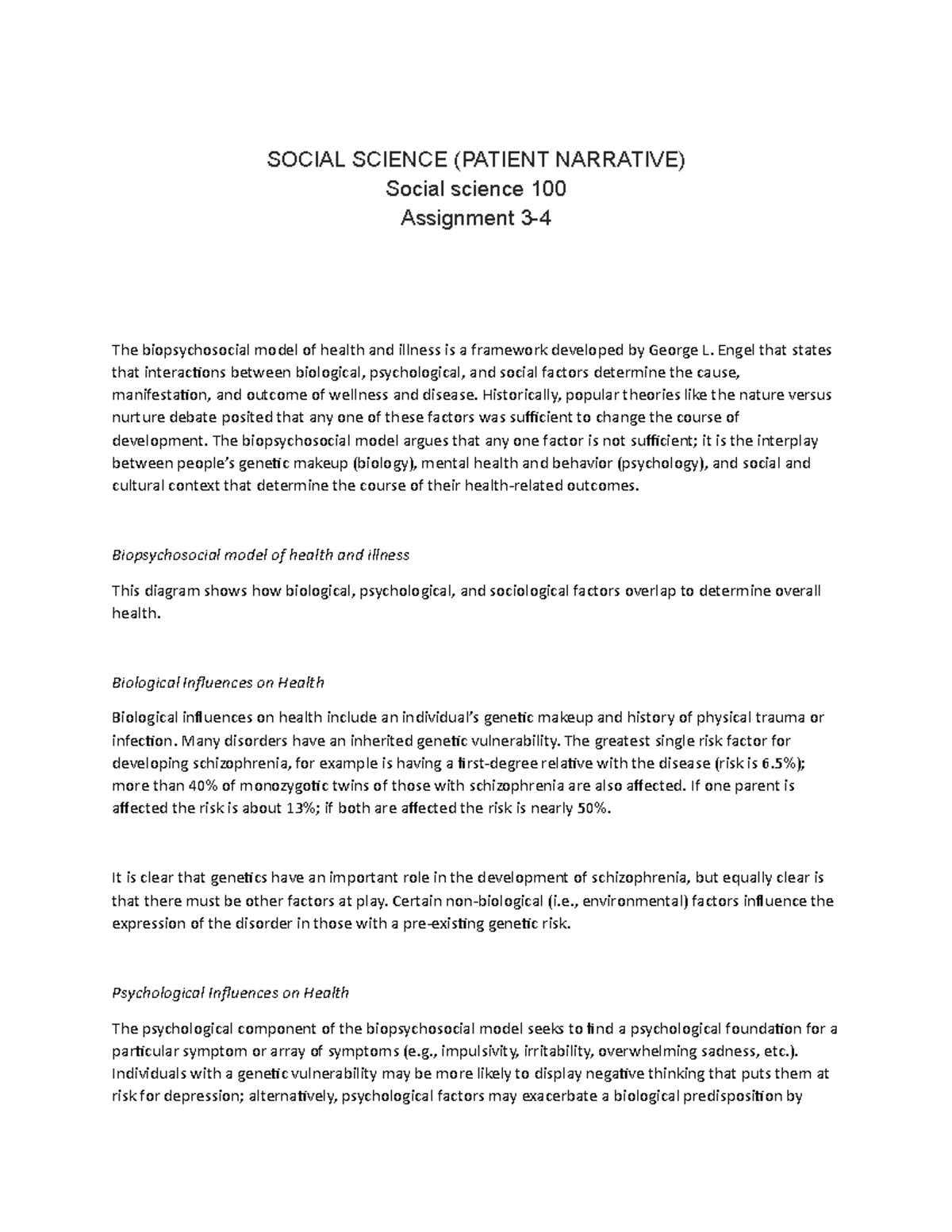 Social Science ( Patient Narrative) - SOCIAL SCIENCE (PATIENT NARRATIVE ...