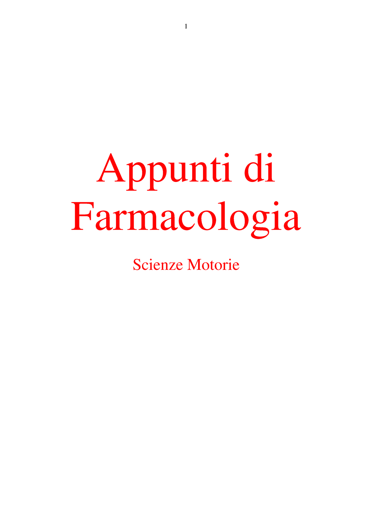 Appunti Farmacologia - Appunti Di Farmacologia Scienze Motorie ...