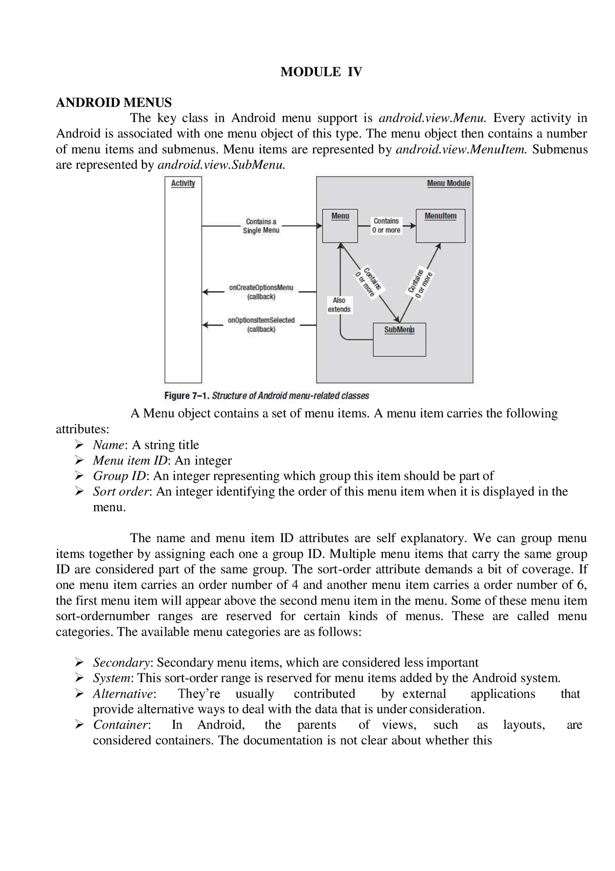 Android Module IV - MODULE IV ANDROID MENUS The Key Class In Android ...