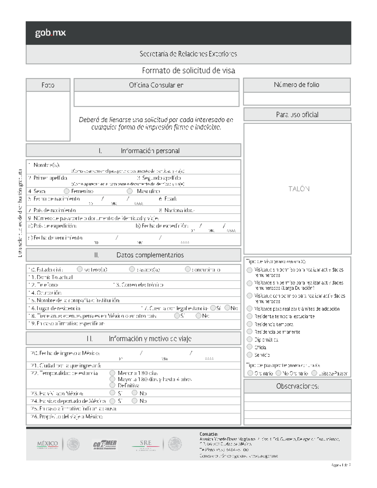 Formato Solicitud Visa - Física - Studocu