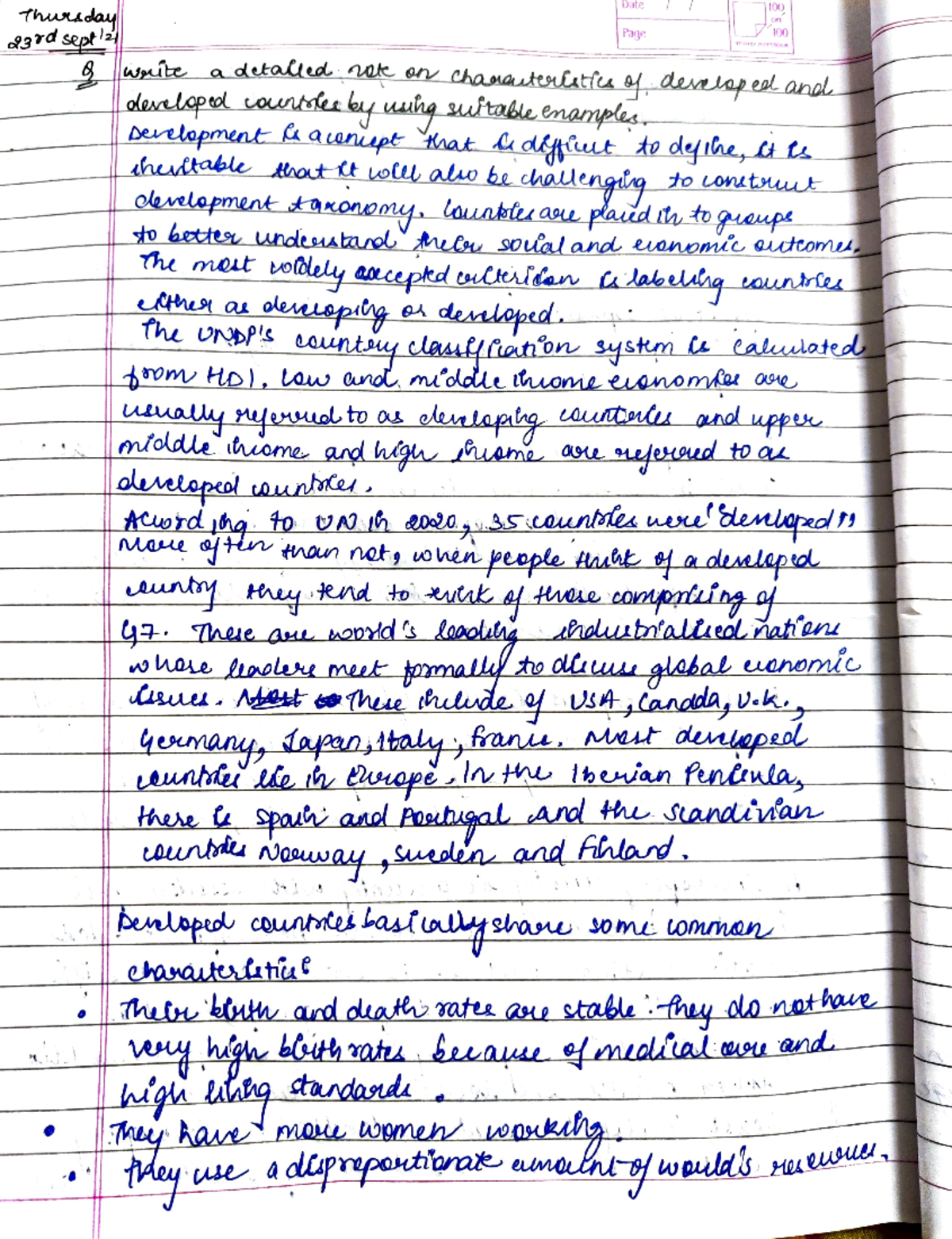 Characteristics information for geography honours student StuDocu