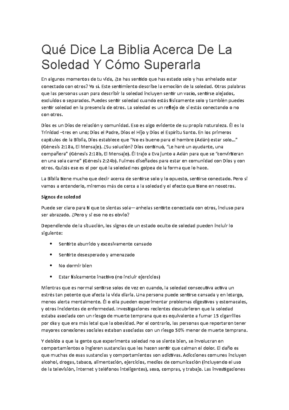 Archivos Lindolfa Garrido Qué Dice La Biblia Acerca De La Soledad Y