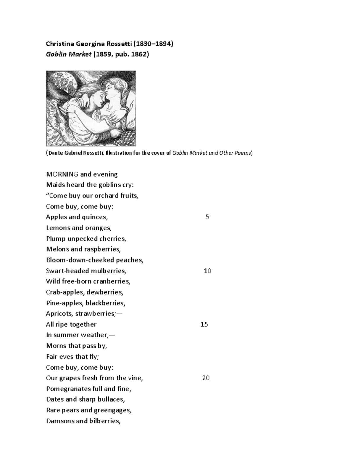 Christina Rossetti - Goblin Market text - Christina Georgina Rossetti ...
