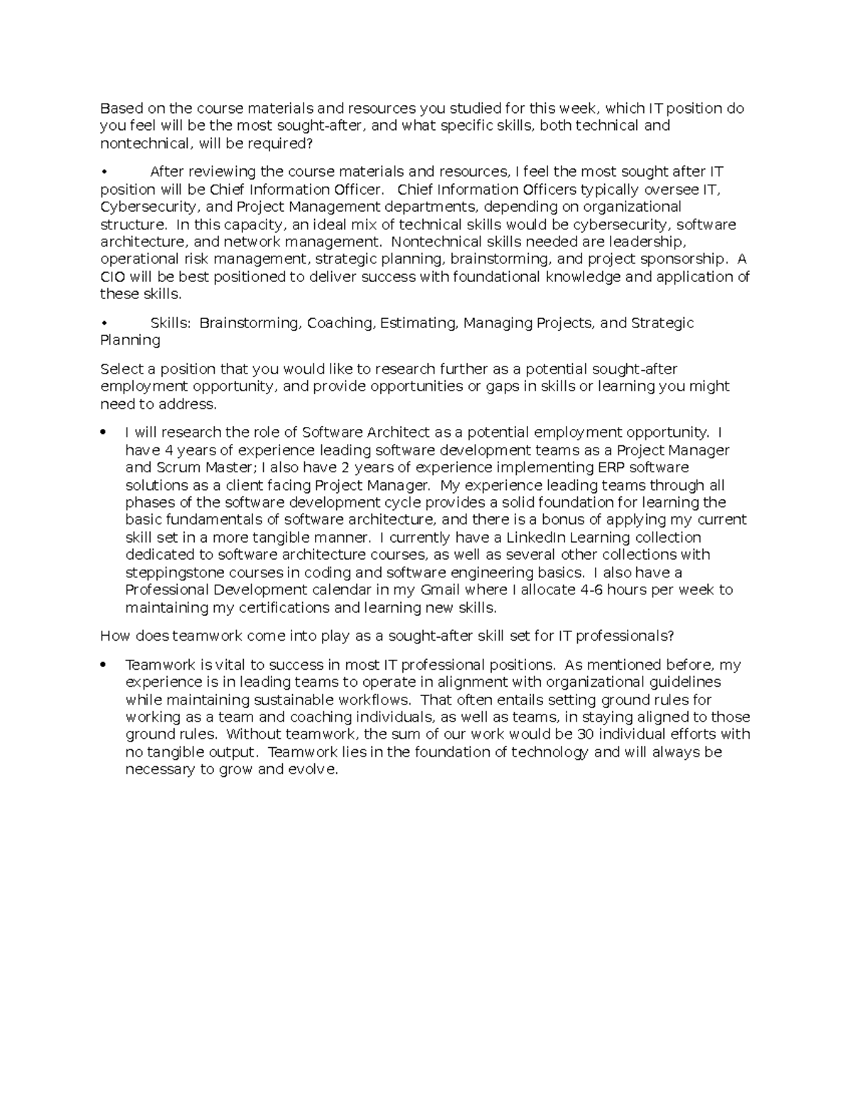 Week 2 Discussion - Based on the course materials and resources you ...