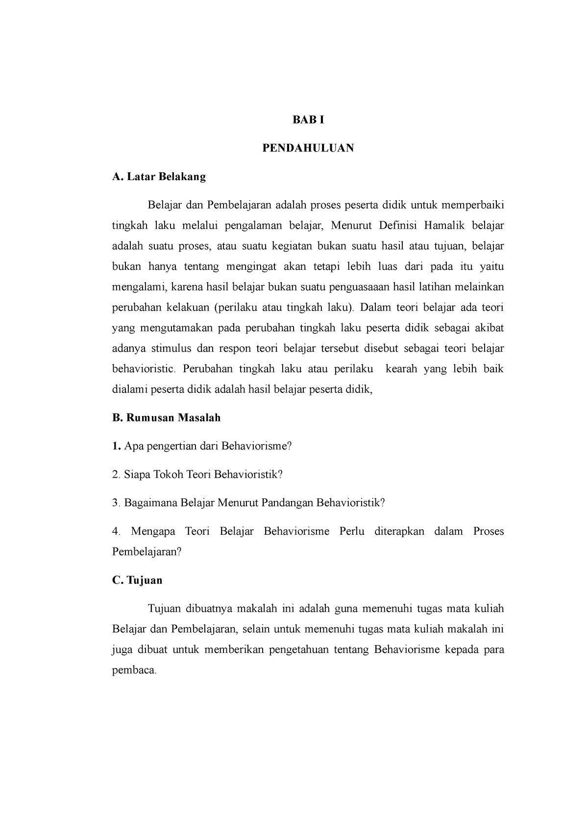 Makalah Kelompok 3 B. Pembelajaran - BAB I PENDAHULUAN A. Latar ...