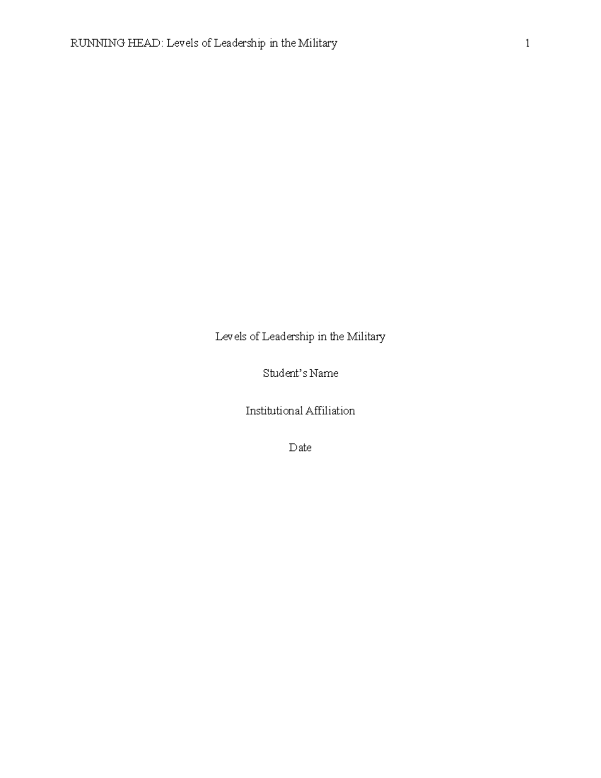Millitary - The military is a complex organization with many levels of ...