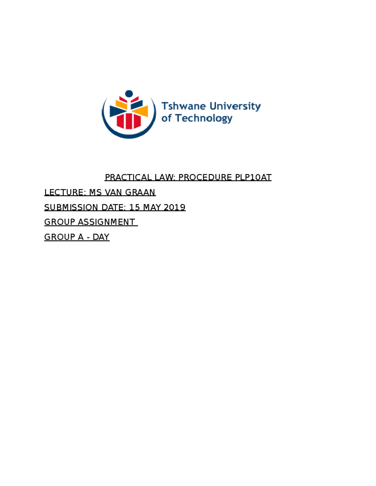 Document PLP - Assignment 1 - PRACTICAL LAW: PROCEDURE PLP10AT LECTURE ...