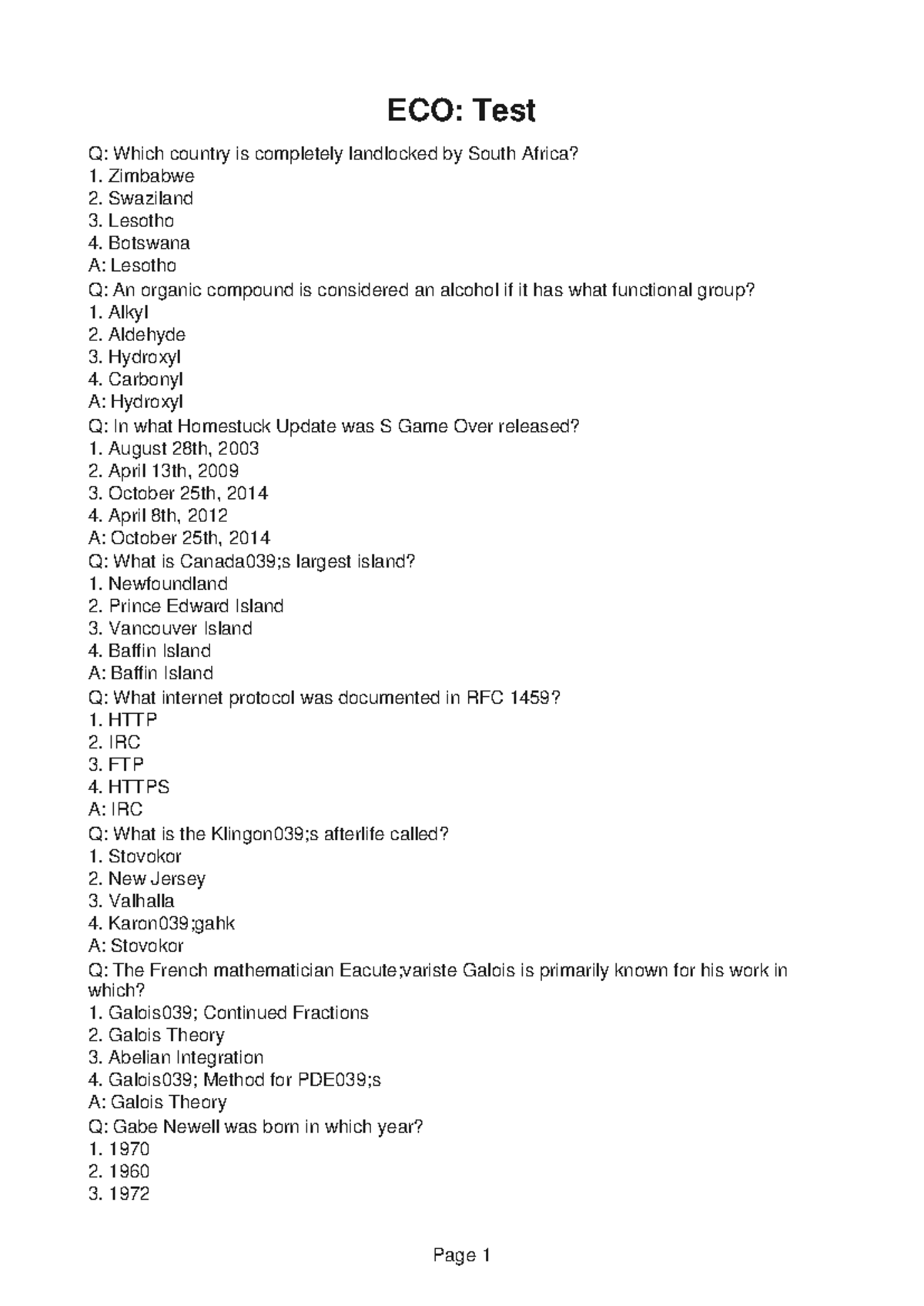 ECO203 Notes 6 - PSY182 Extra Credit 7 - ECO: Test Q: Which country is ...