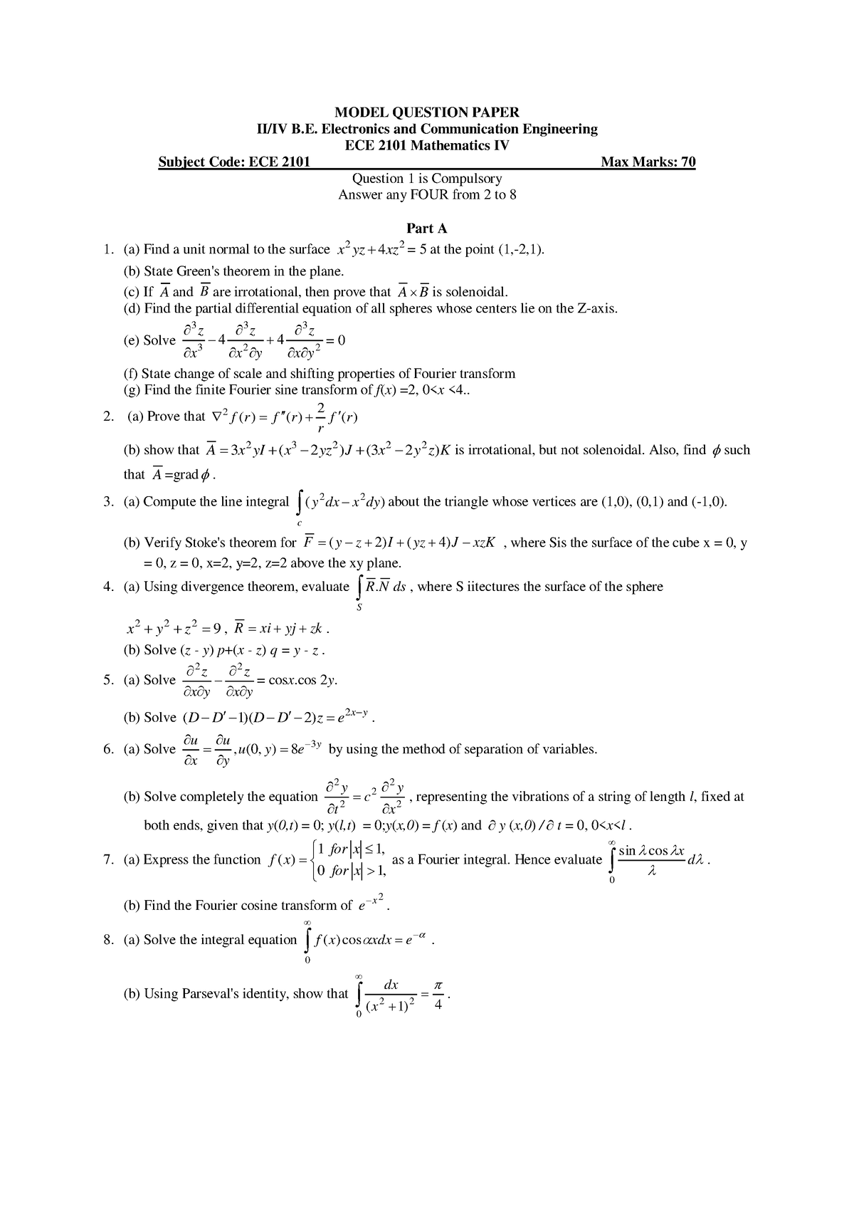 Model papers of the sem exam - II/IV B. Electronics and Communication ...