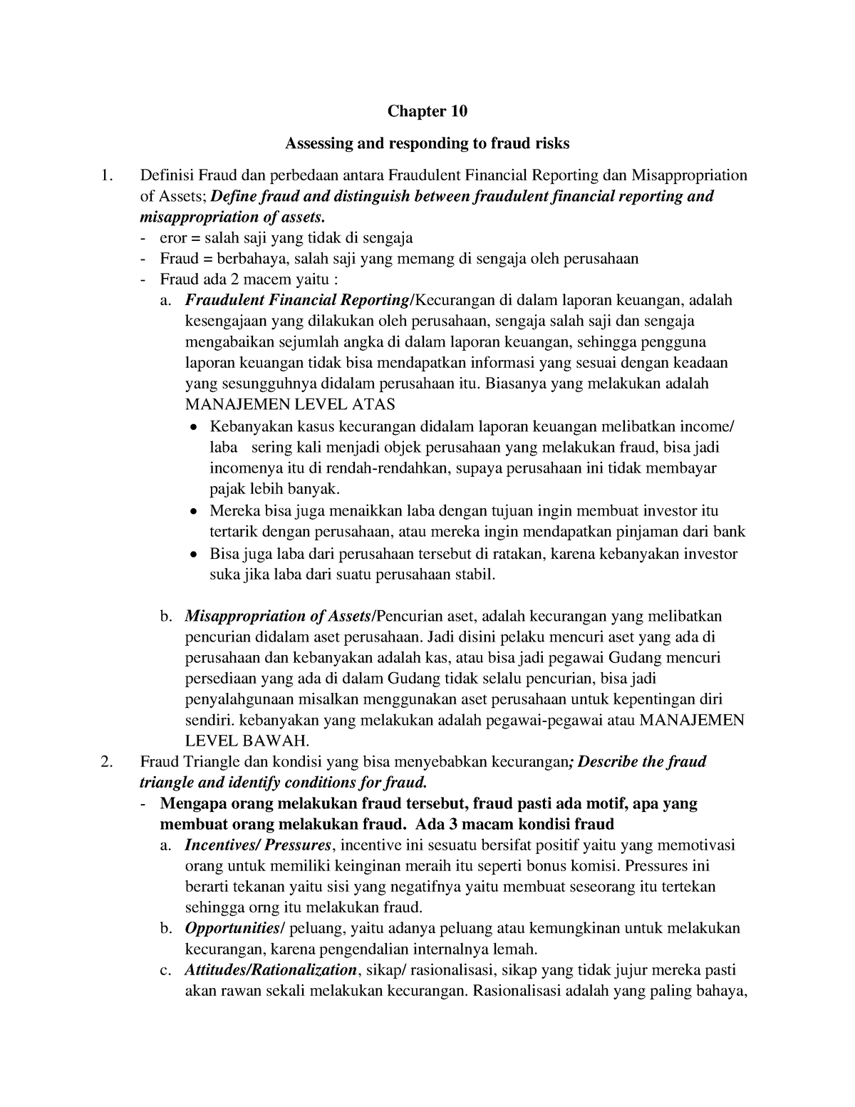 Chapter 10 - Ssaaaa - Chapter 10 Assessing And Responding To Fraud ...