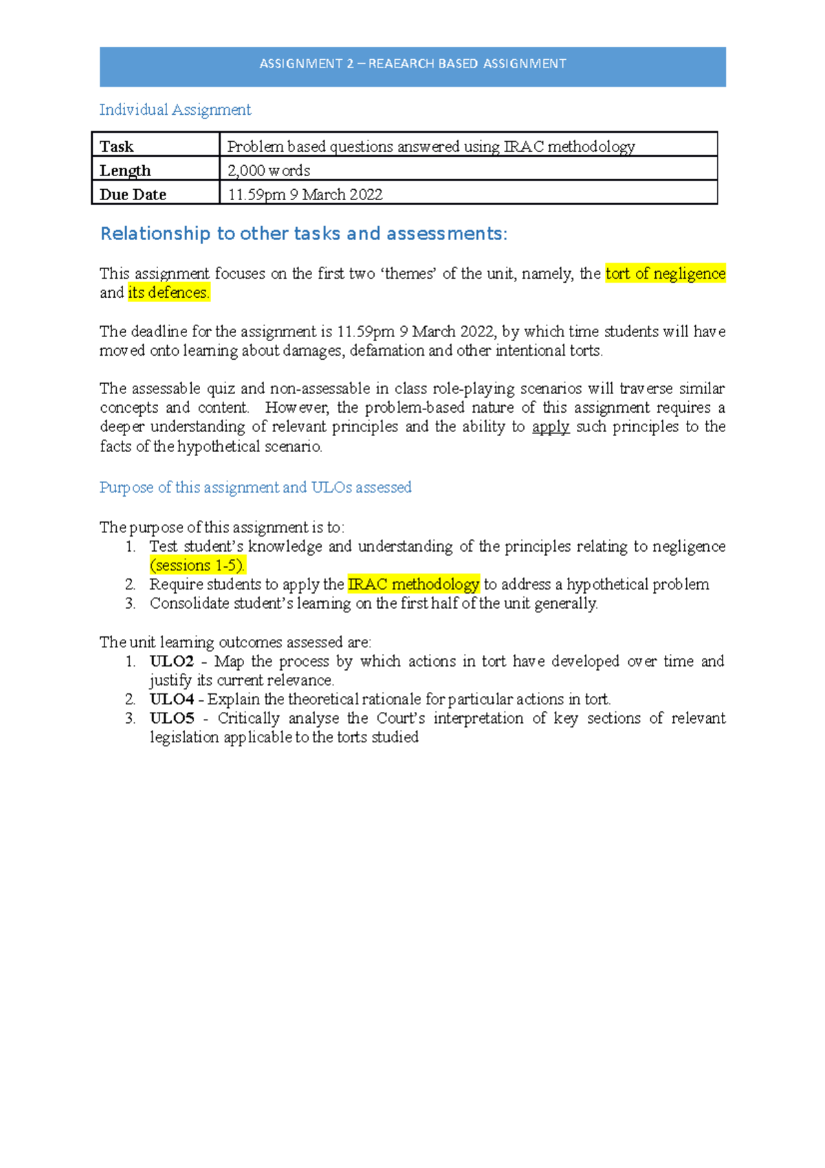 BLB1115 - S1B1 2022 Assignment 2 - Individual Assignment Task Problem ...