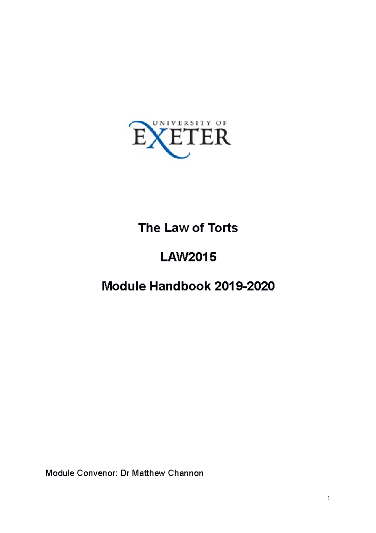 Torts Handbook Practice Materials 2020 - The Law Of Torts LAW Module ...