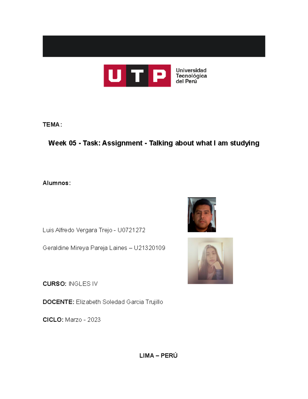 Week 05 Task Assignment Talking about what I am studying - TEMA: Week ...