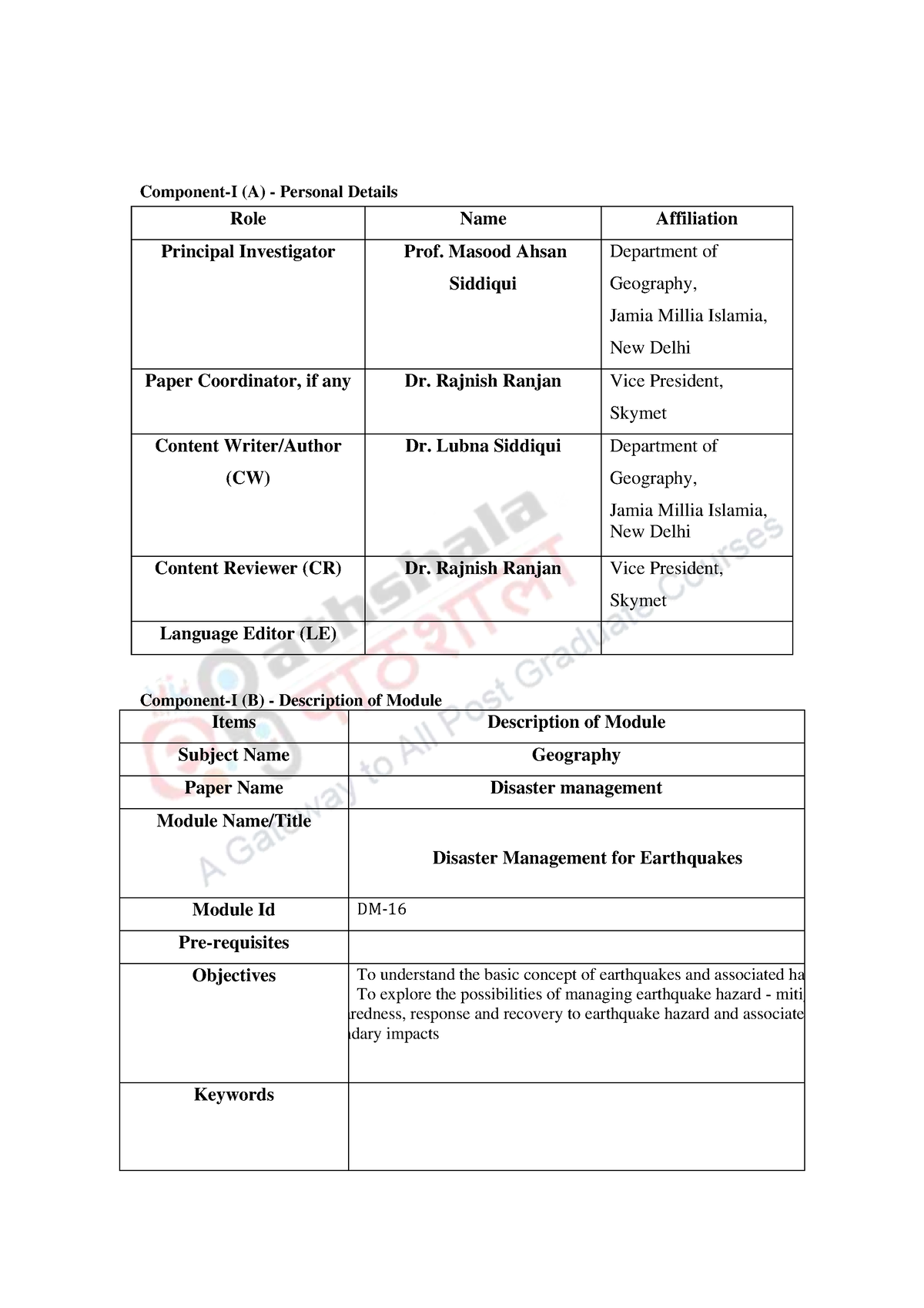 1512455096 Module 16Disaster Managementfor Earthquakes - B.A Geography ...