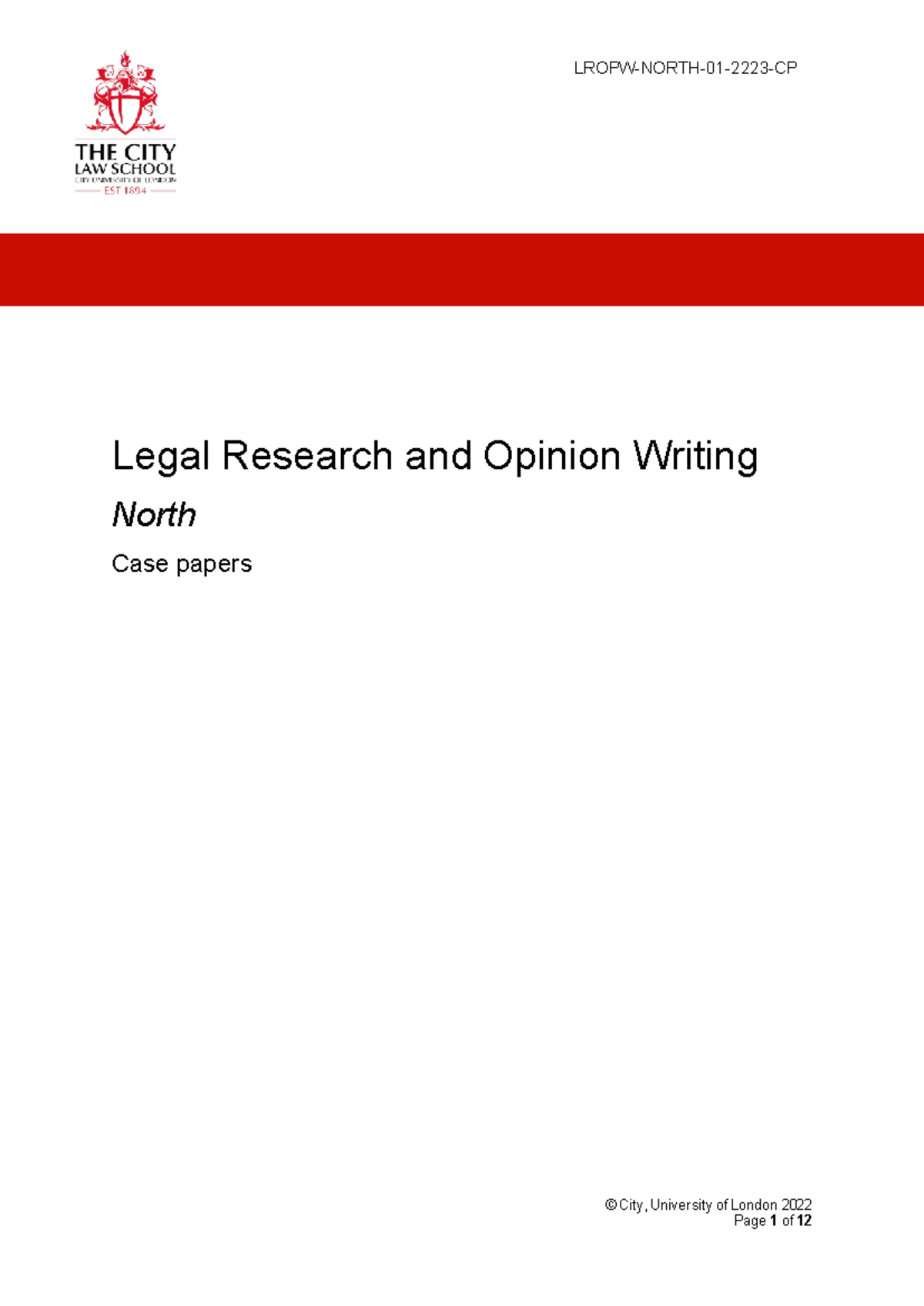 North case papers 2223 legal research opinion writing case paper