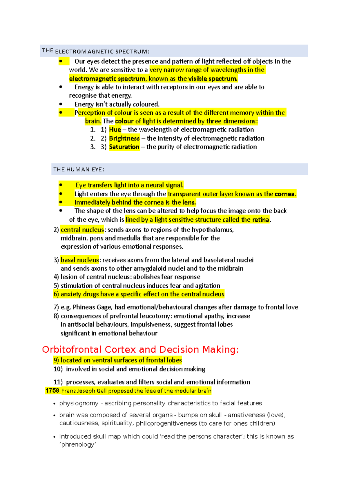 8 - Lecture notes 8 - THE ELECTROMAGNETIC SPECTRUM: - Our eyes detect ...