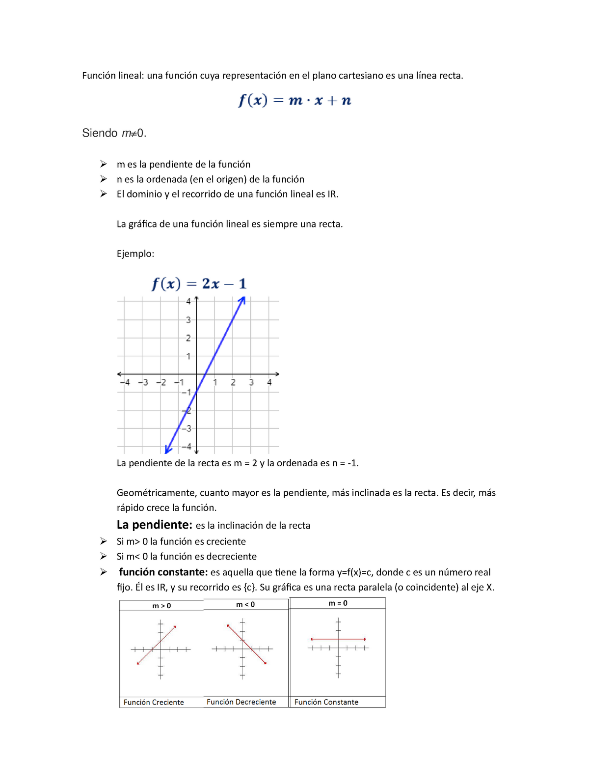 Función Lineal A042 Función Lineal Una Función Cuya Representación En El Plano Cartesiano Es